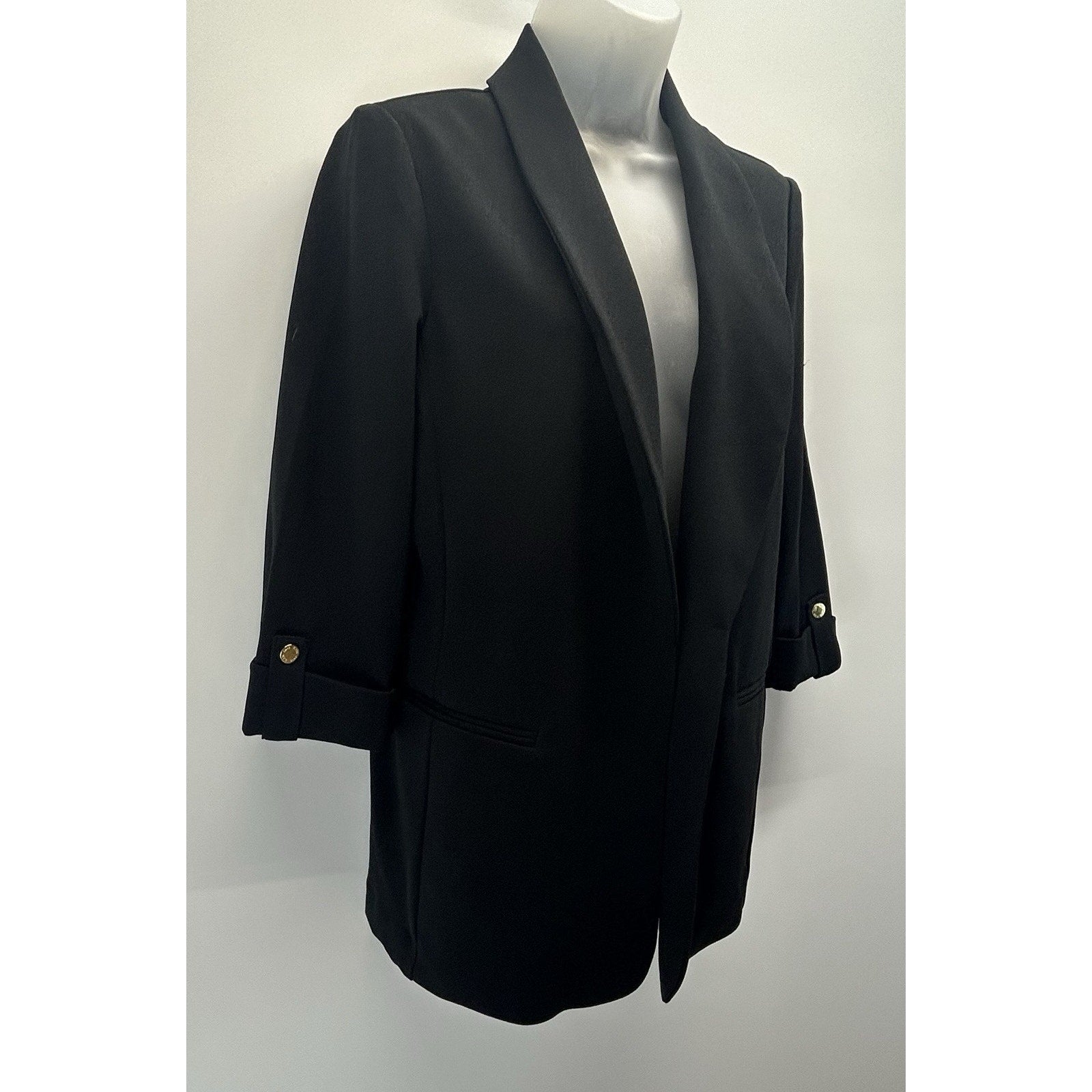 Anne Klein Shall Collar Open Jacket Women's Black Size Medium New With Tags.