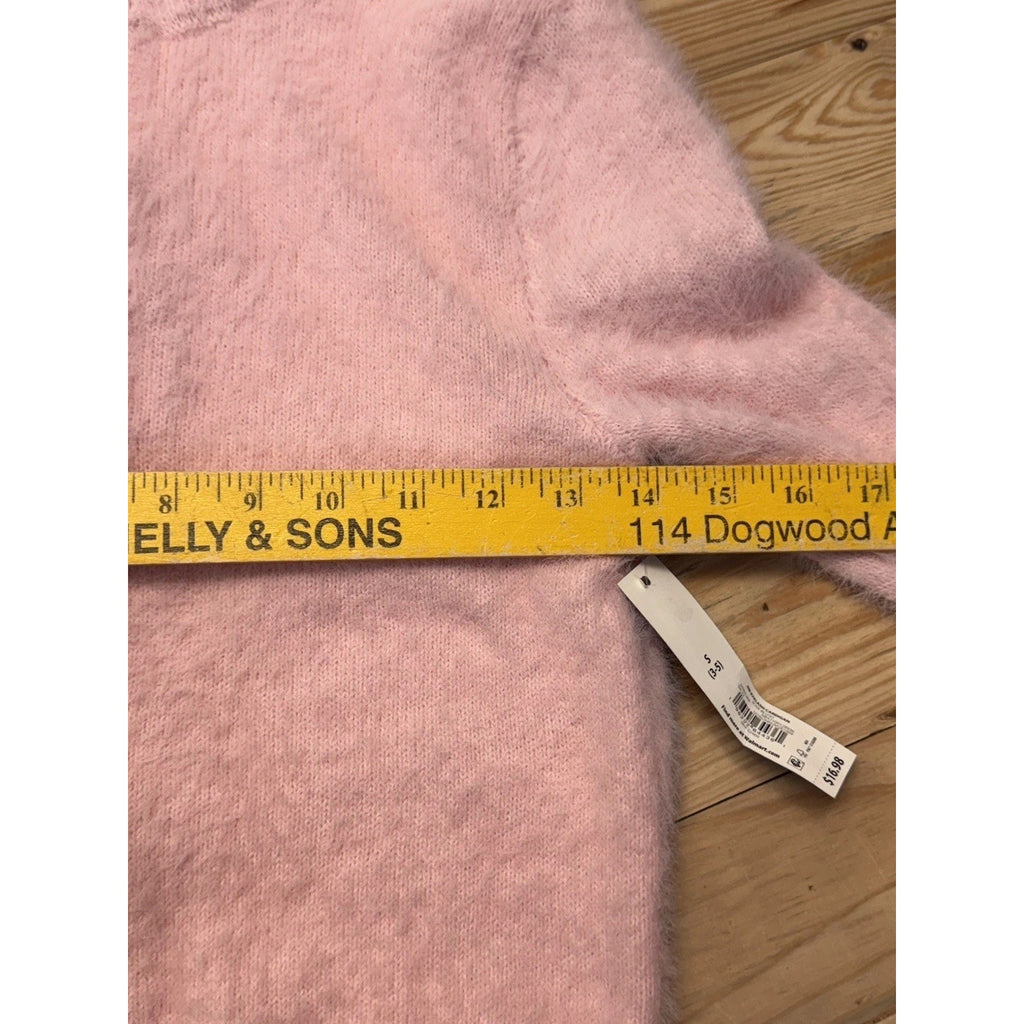 No Boundaries Eyelash Mock Neck Pink Soft Cardigan Sweater Junior Size Small