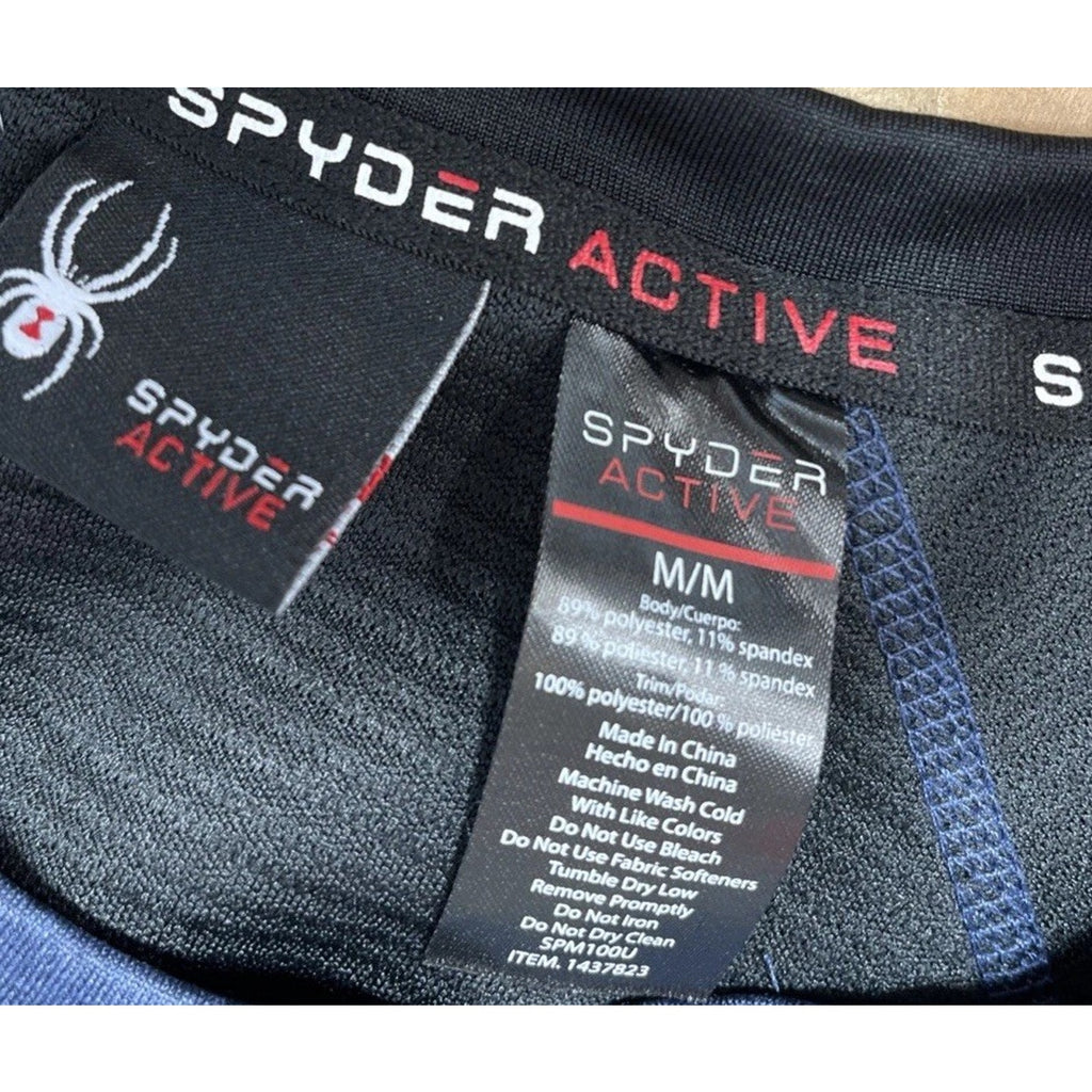 Spyder Active Shirt Men's Medium Black Blue ProWeb Activewear Long Sleeve