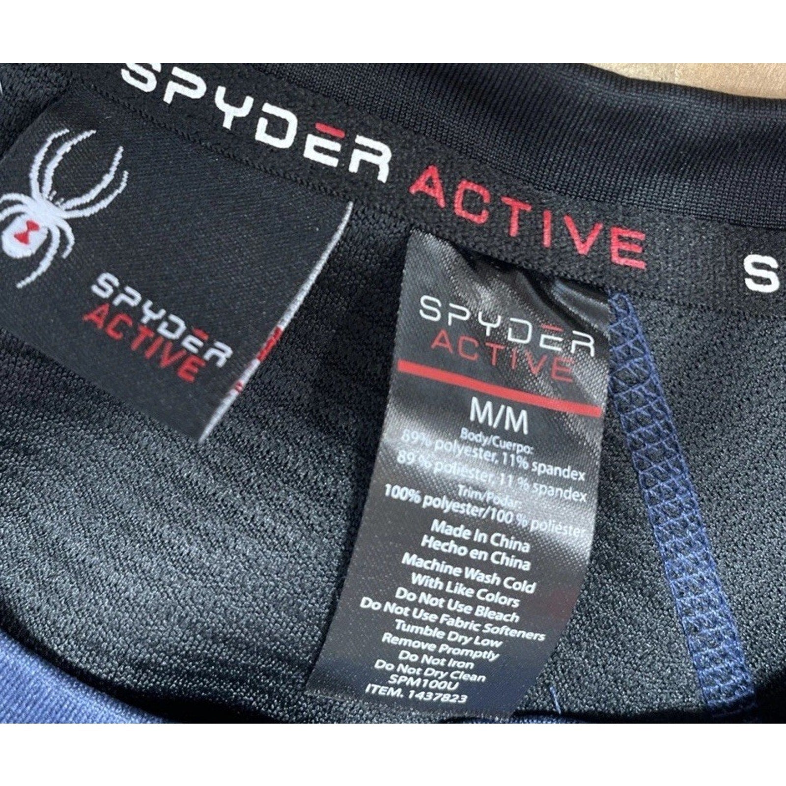Spyder Active Shirt Men's Medium Black Blue ProWeb Activewear Long Sleeve