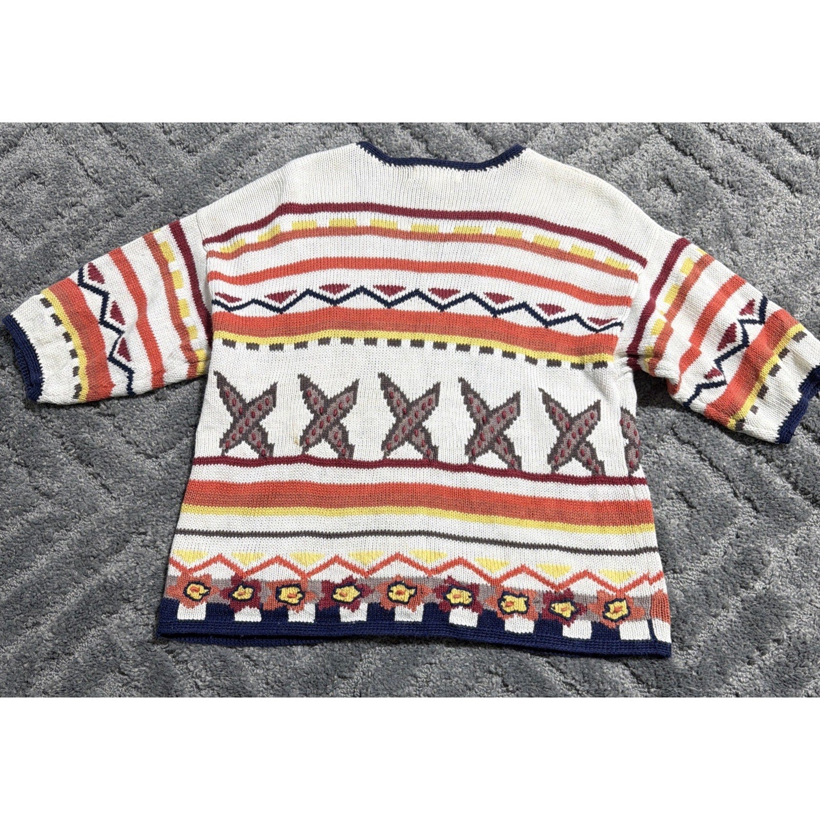 Vintage Cambridge Dry Goods Knit Cardigan Sweater Womens M Elephant Aztec Knit