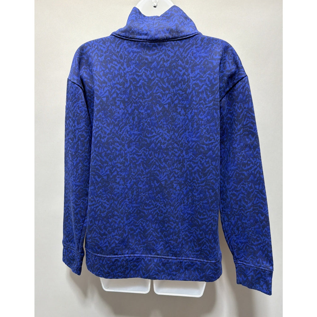 Columbia Woman’s Lodge Funnel Pullover Blue & Black Fleece Lined Size Medium