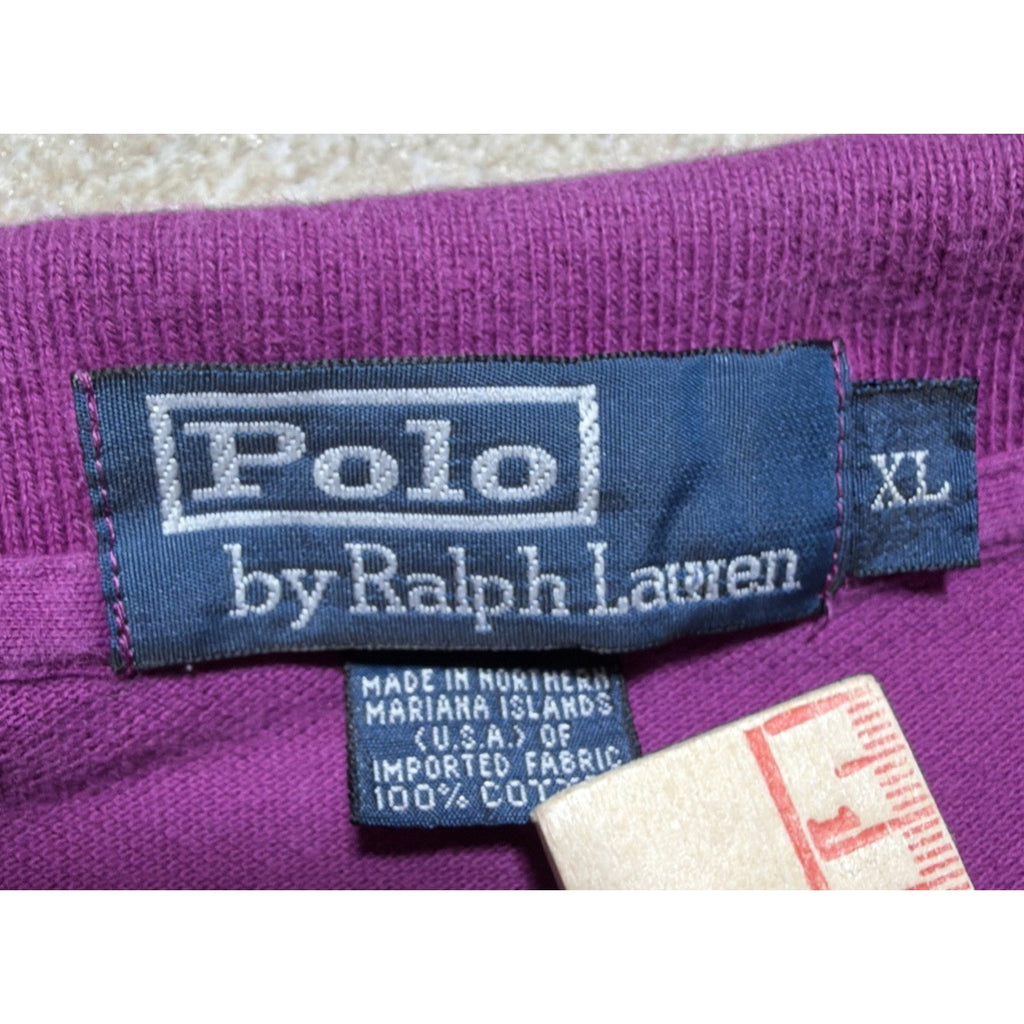 Vintage Polo Ralph Lauren Shirt Mens XL Purple Cotton Golf Rugby Polo Made USA
