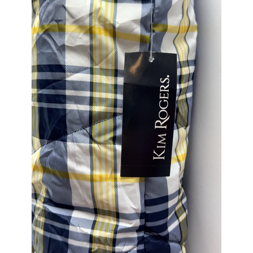 Kim Rogers Vest Puffer Plaid Yellow White Gray Black Zip Front Pockets Women's M