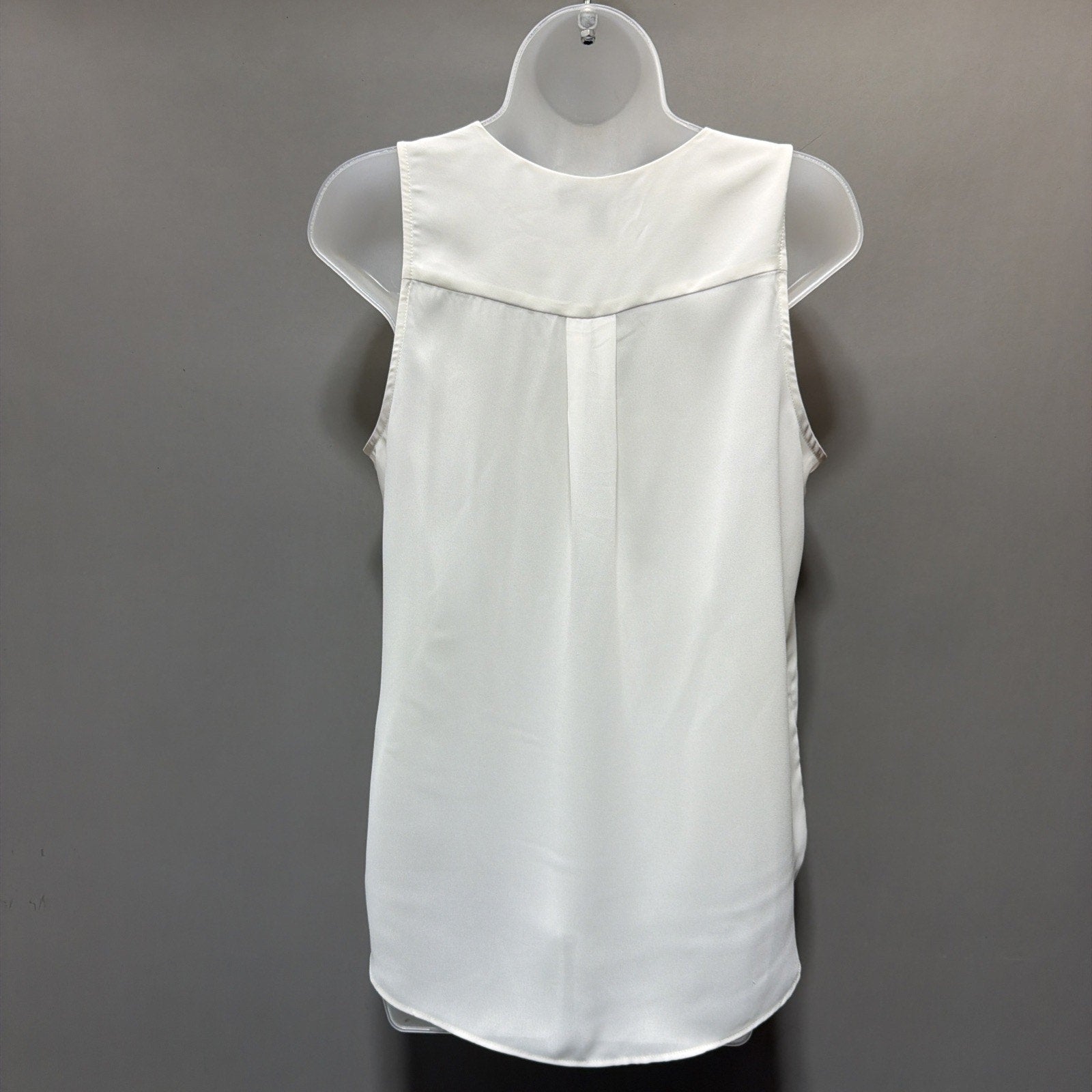 Banana Republic White Sleeveless Blouse Tall S Draped V-Neck Flowy Minimalist