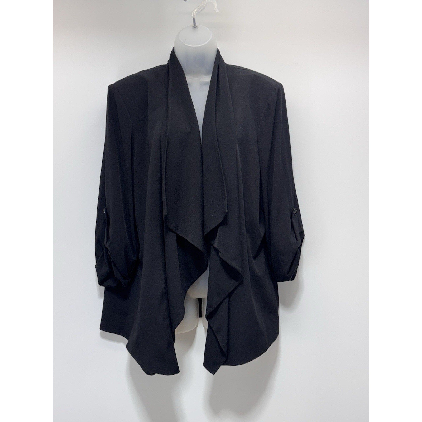 CALVIN KLEIN Solid Black Drape Formal Open Jacket Women’s Size 1X