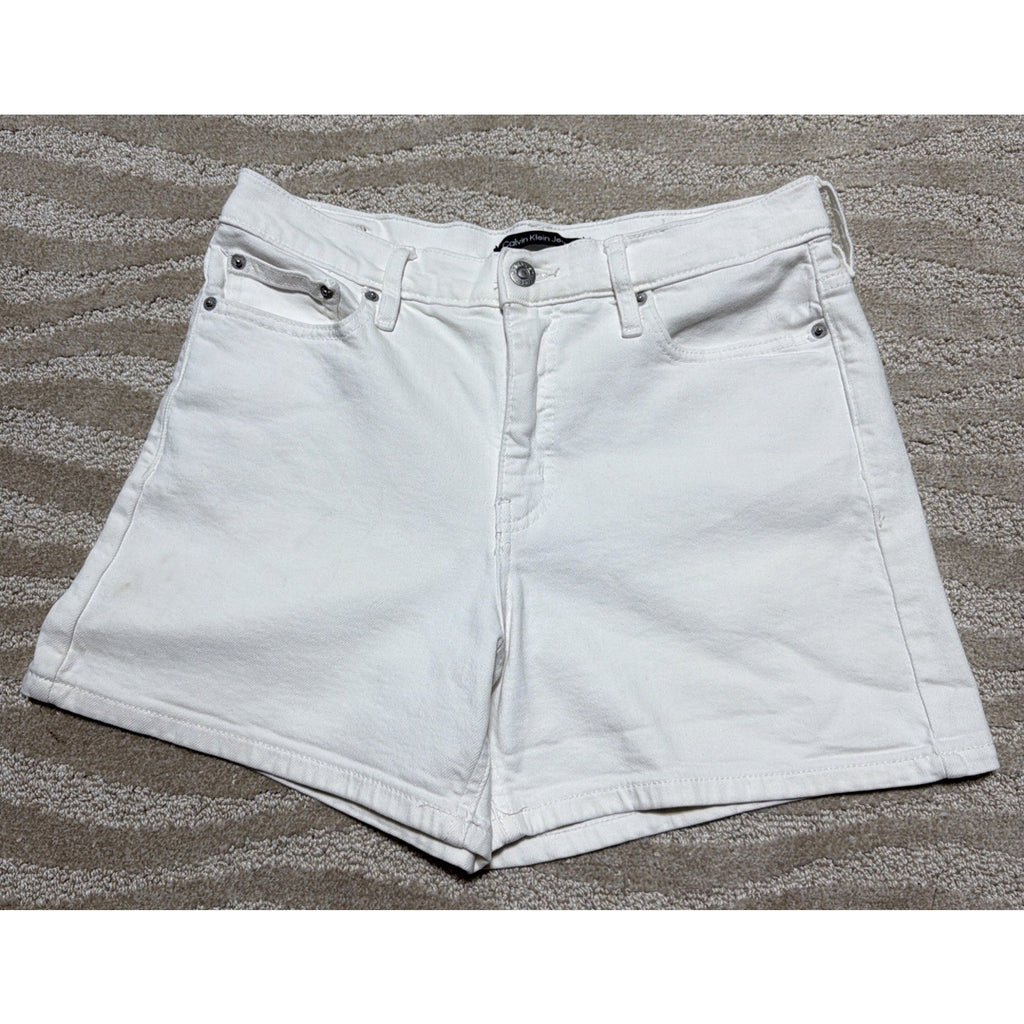 Womens CALVIN KLEIN White Denim Bermuda Shorts Size 8