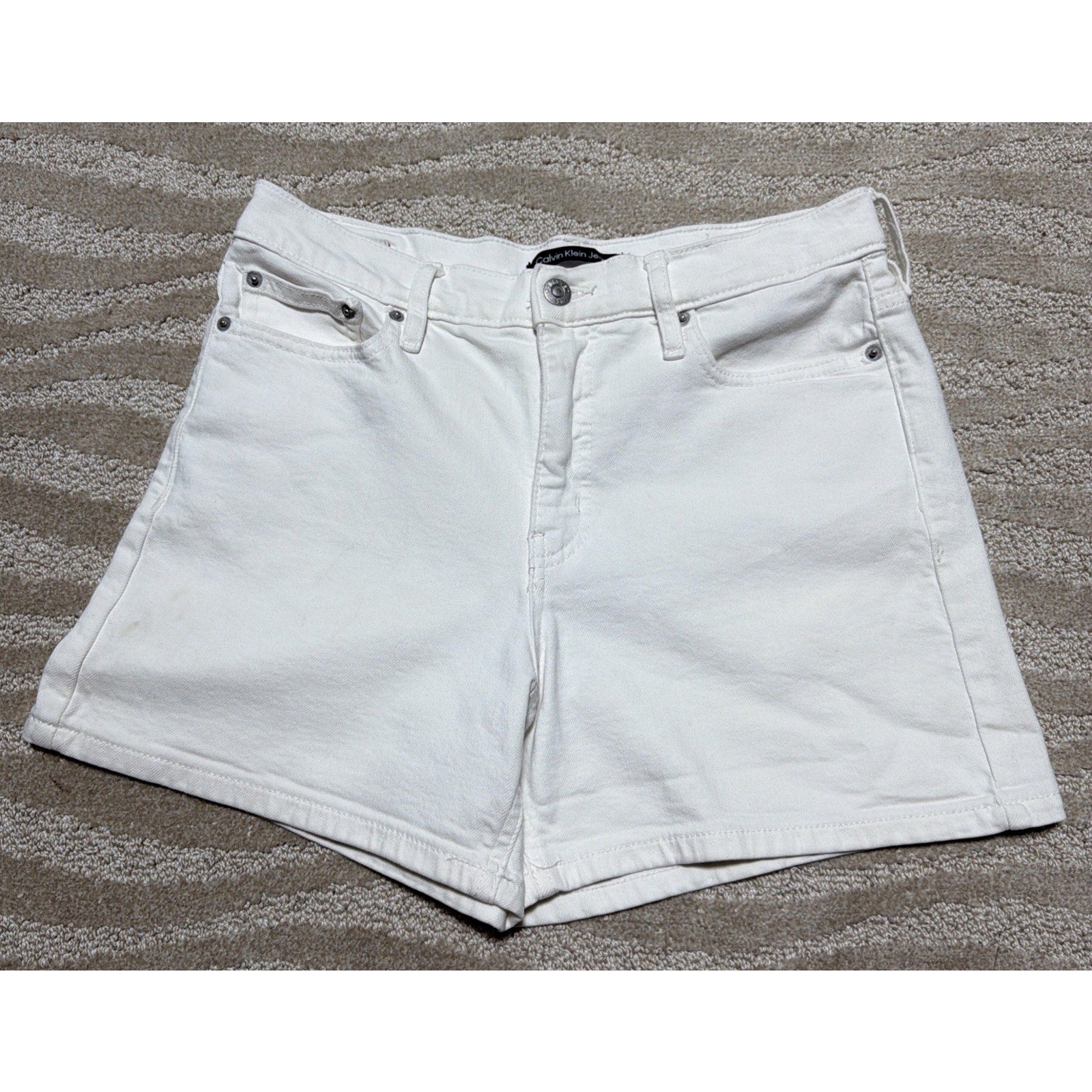 Womens CALVIN KLEIN White Denim Bermuda Shorts Size 8