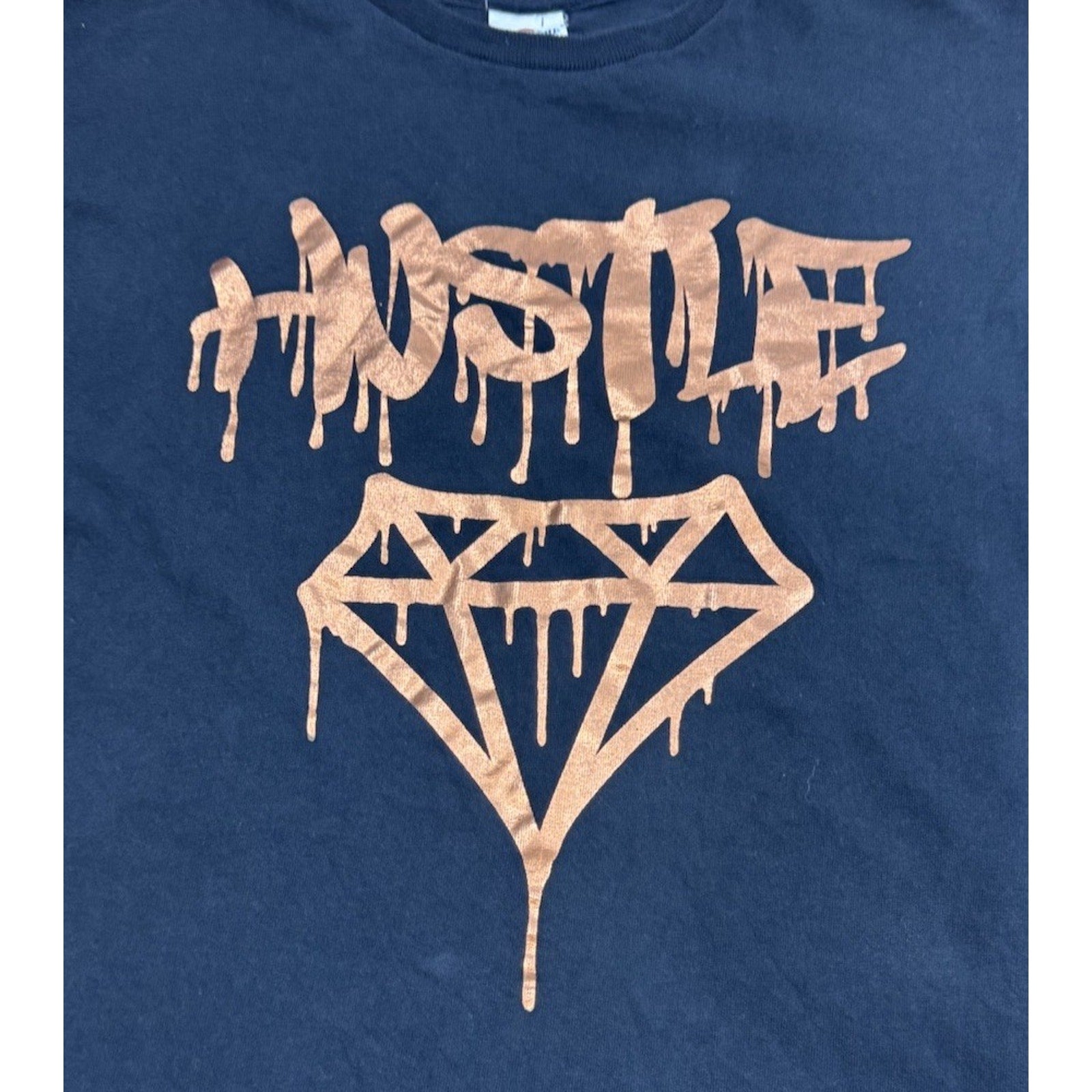 Hustle Delta Shirt Men's Medium Black Orange Graphic Crew Neck Short Sleeve