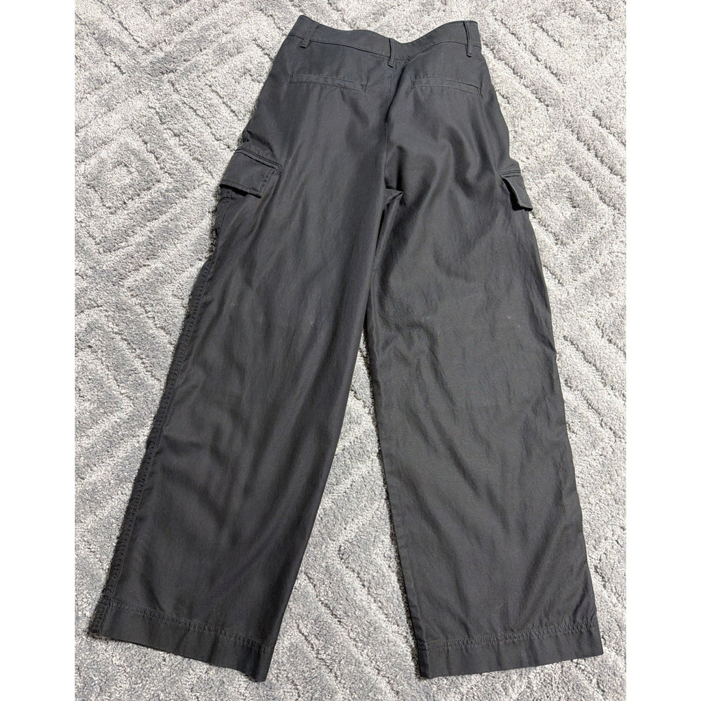 Banana Republic Women's Size 6 High Rise Wide Leg Cargo Black Pants 28x30