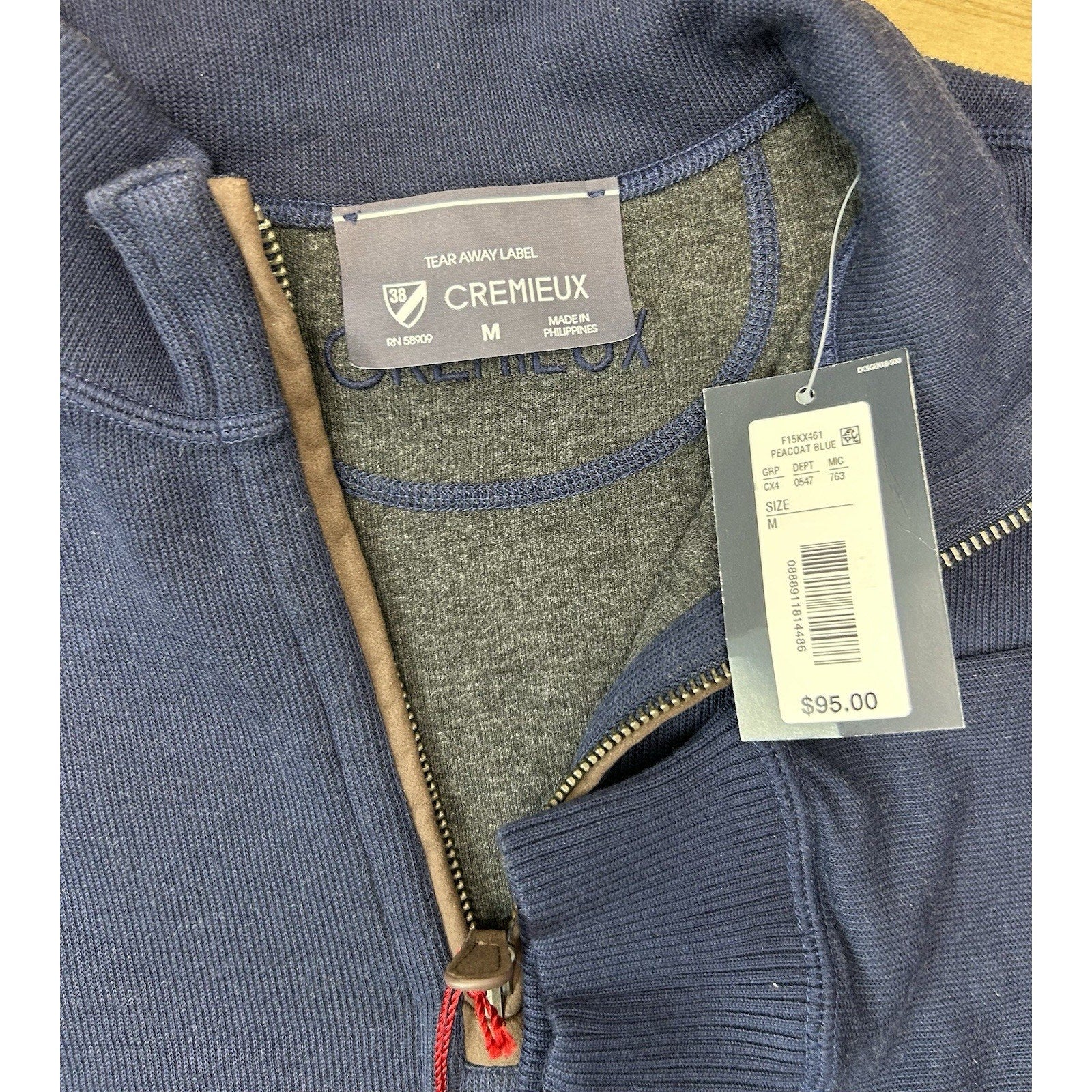 Daniel Cremieux Sweater Mens Medium Elbow Patches Reversible 1/4 Zip $95 NEW.