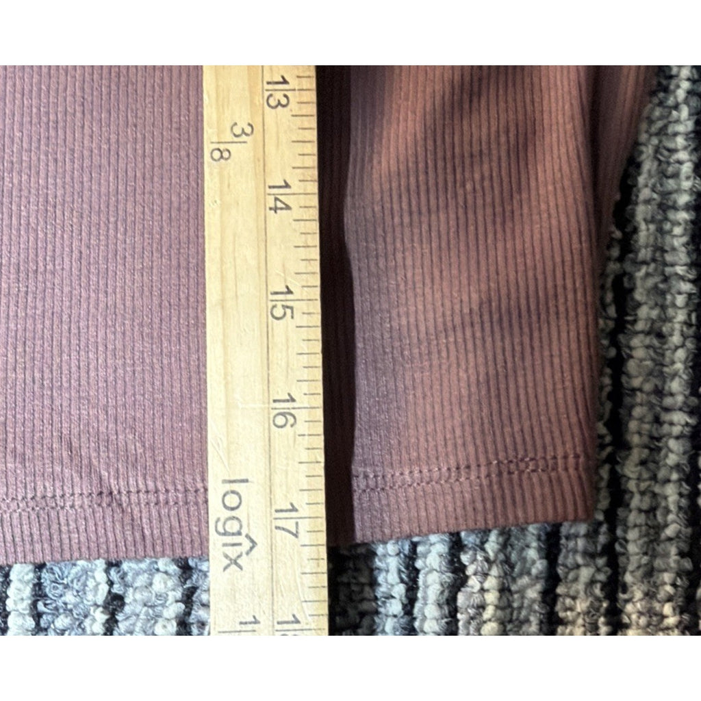 New SWS Essentials Ribbed Crop Top Womens M Brown Long Sleeve NWT