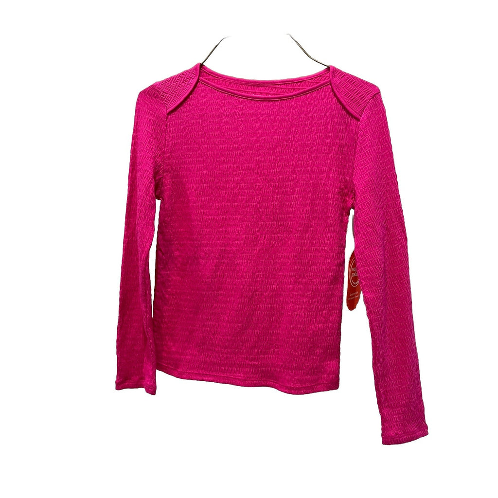 Wonder Nation Girl's Hot Pink Medium 7-8 Long Sleeve Texture Tee