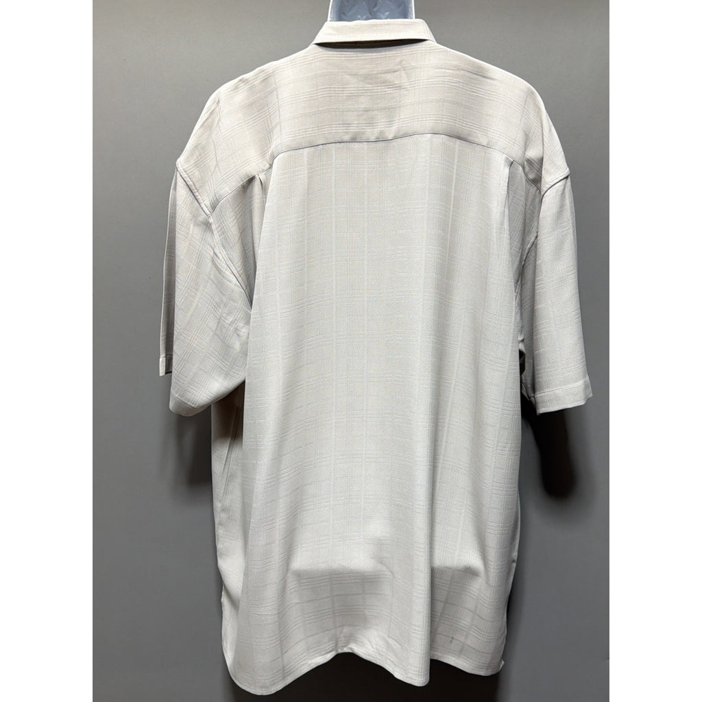 TULLIANO Men 100% silk Sand Short sleeve Luxury Camp shirt Size XXL