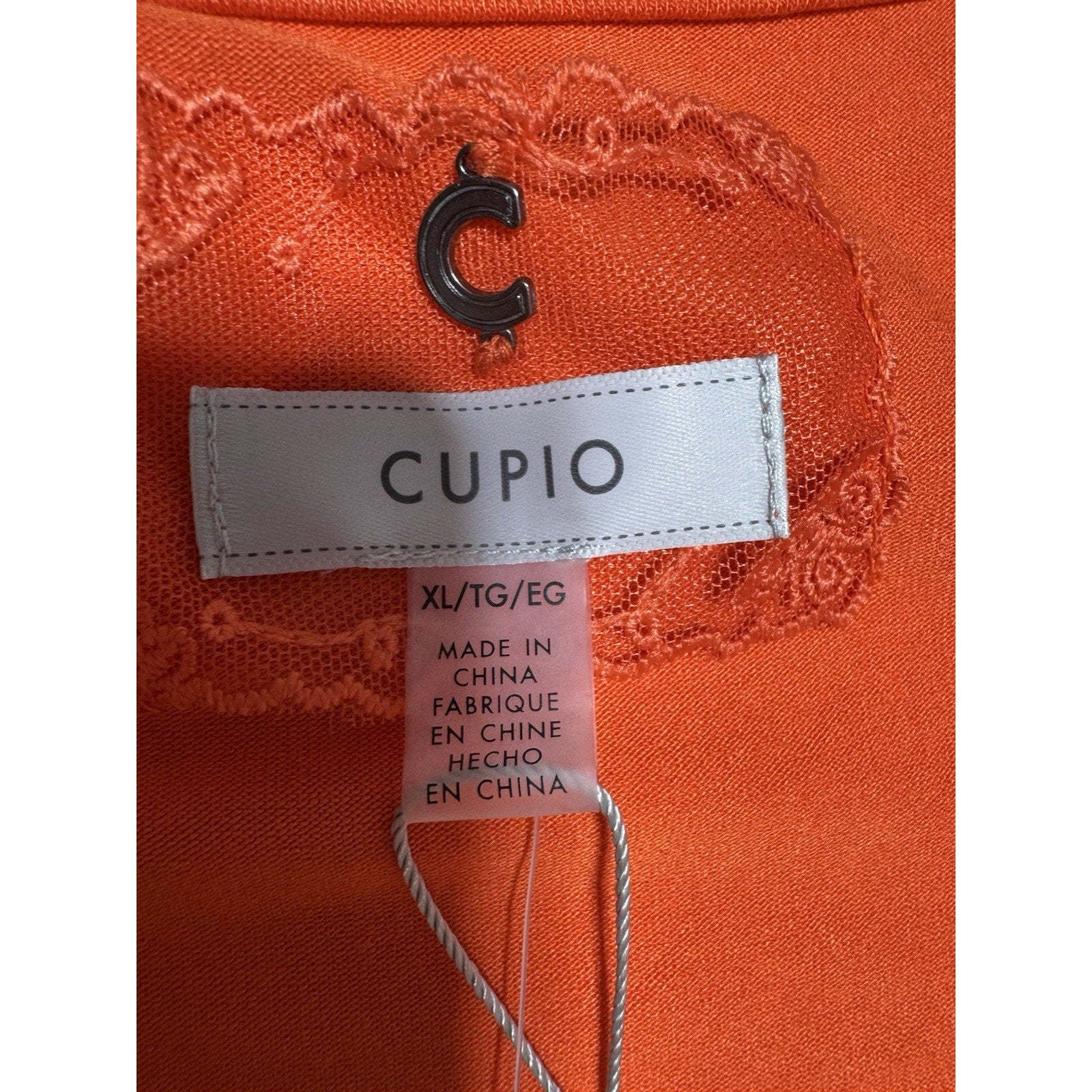 NWT Cupio Women’s XL Embroidered Orange Hi Low Midi Dress Flutter Sleeve Boho