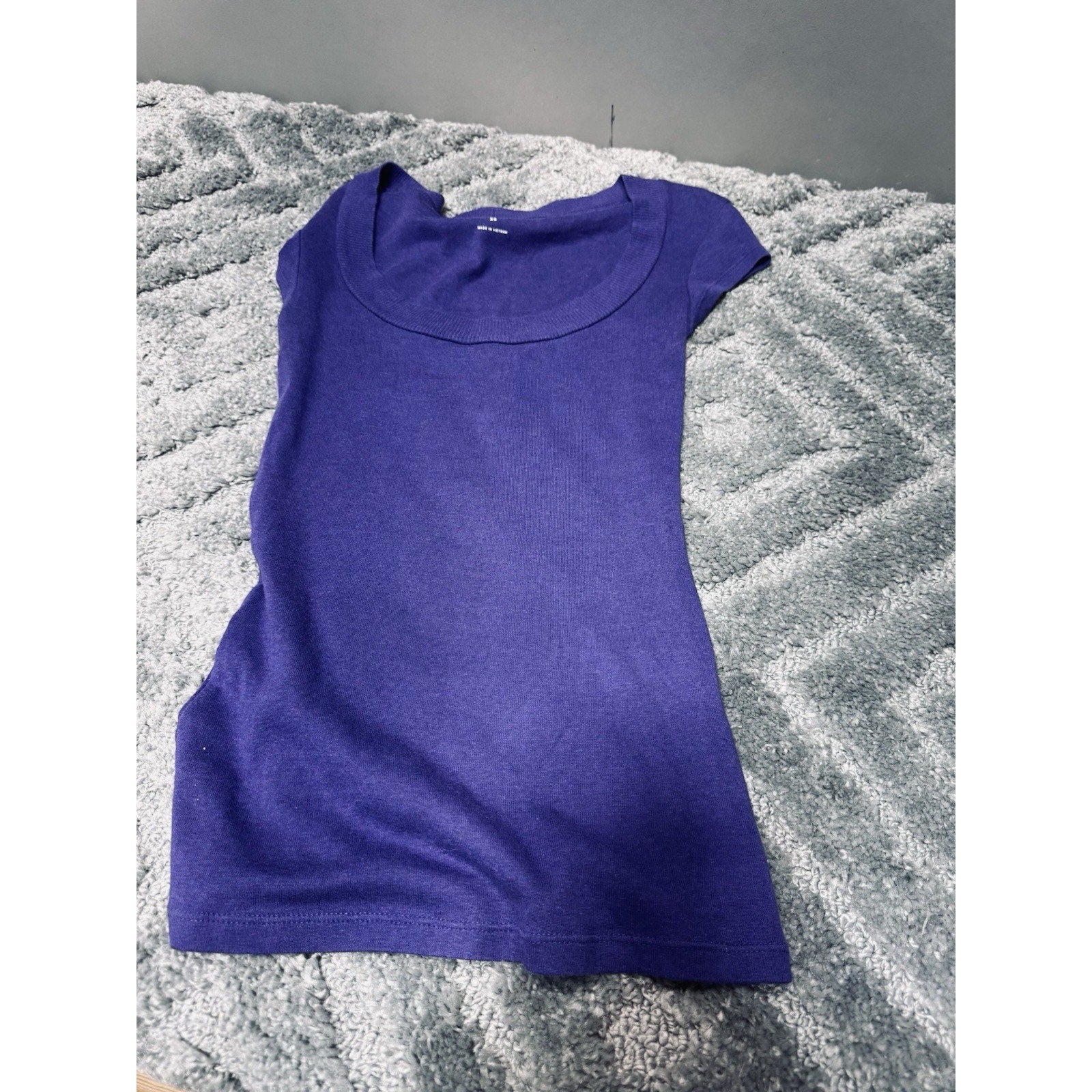 Express Purple Scoop Neck Crop Short Sleeve Pima Cotton Top Women’s Size XS