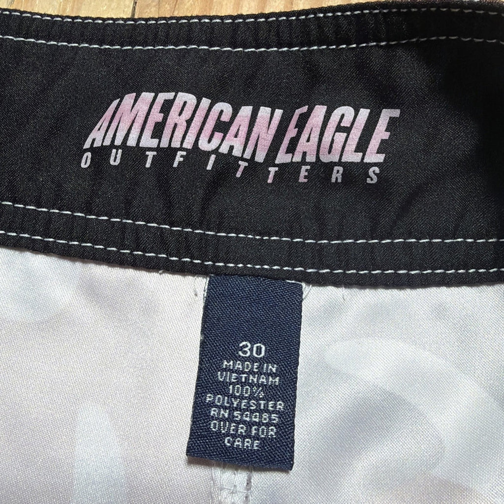 American Eagle Board Shorts Mens 30 Red Beach Swim Trunks Hawaiian Print