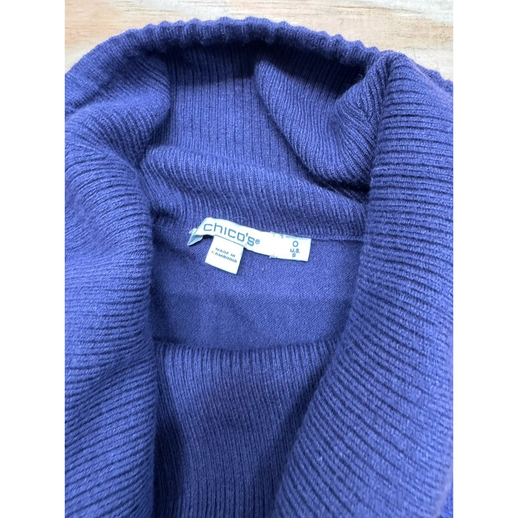 Chicos Zenergy Cashmere Blend Cowl Sweater Dewberry Women’s Size 0/S