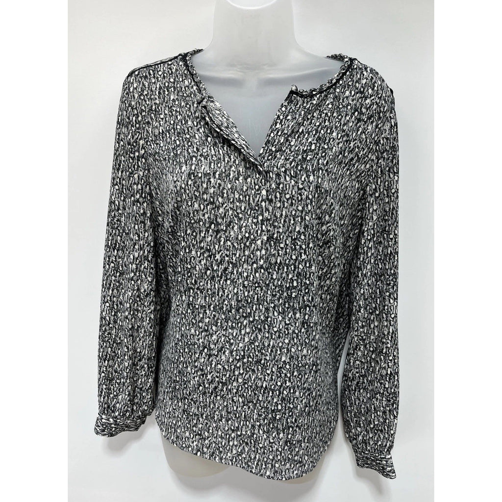 Talbots Top Womens Black Popover Blouse Abstract Lightweight Lace SZ S