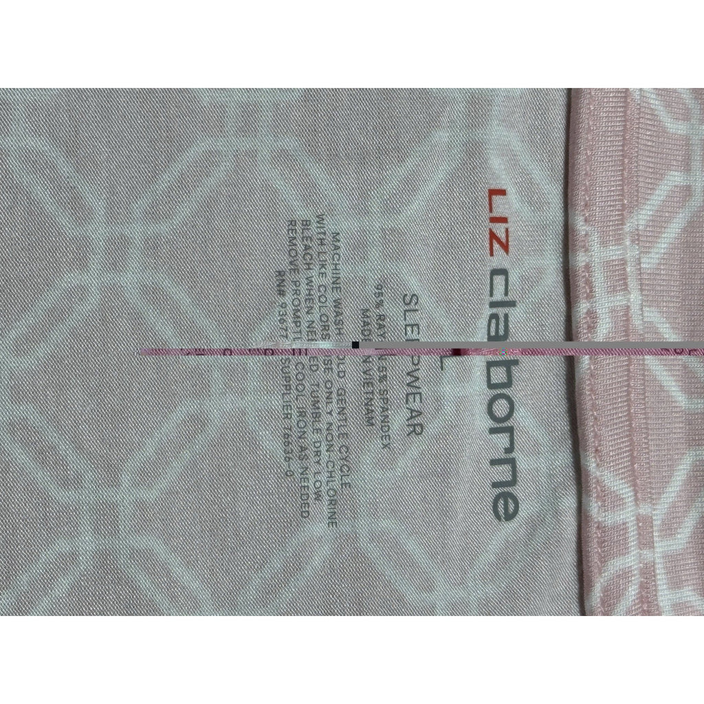 NWT Liz Claiborne Pink Geometric Pajama Set Large Cool & Calm Sleepwear 2PC