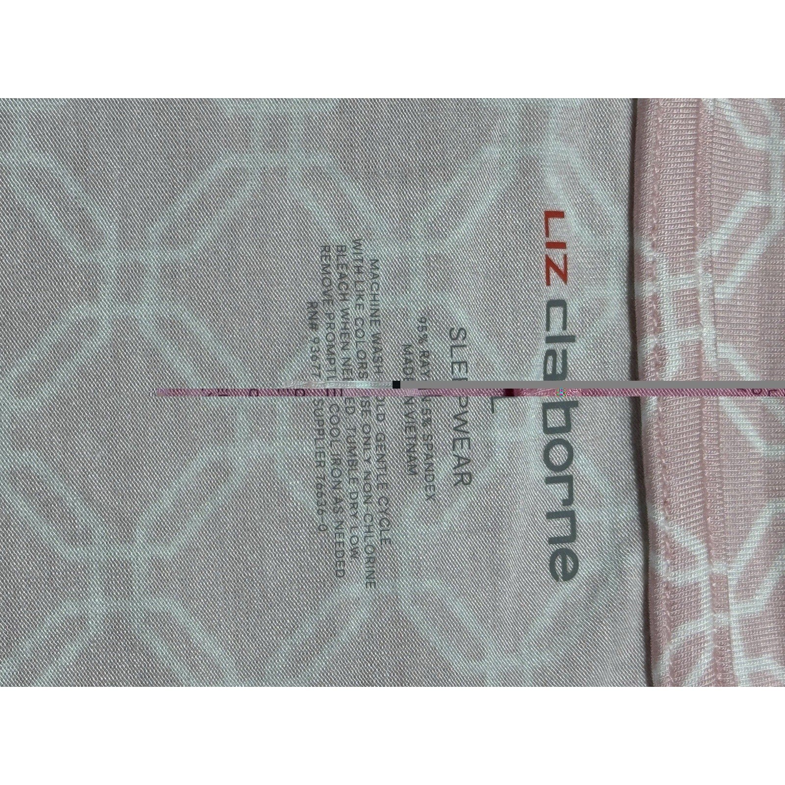 NWT Liz Claiborne Pink Geometric Pajama Set Large Cool & Calm Sleepwear 2PC