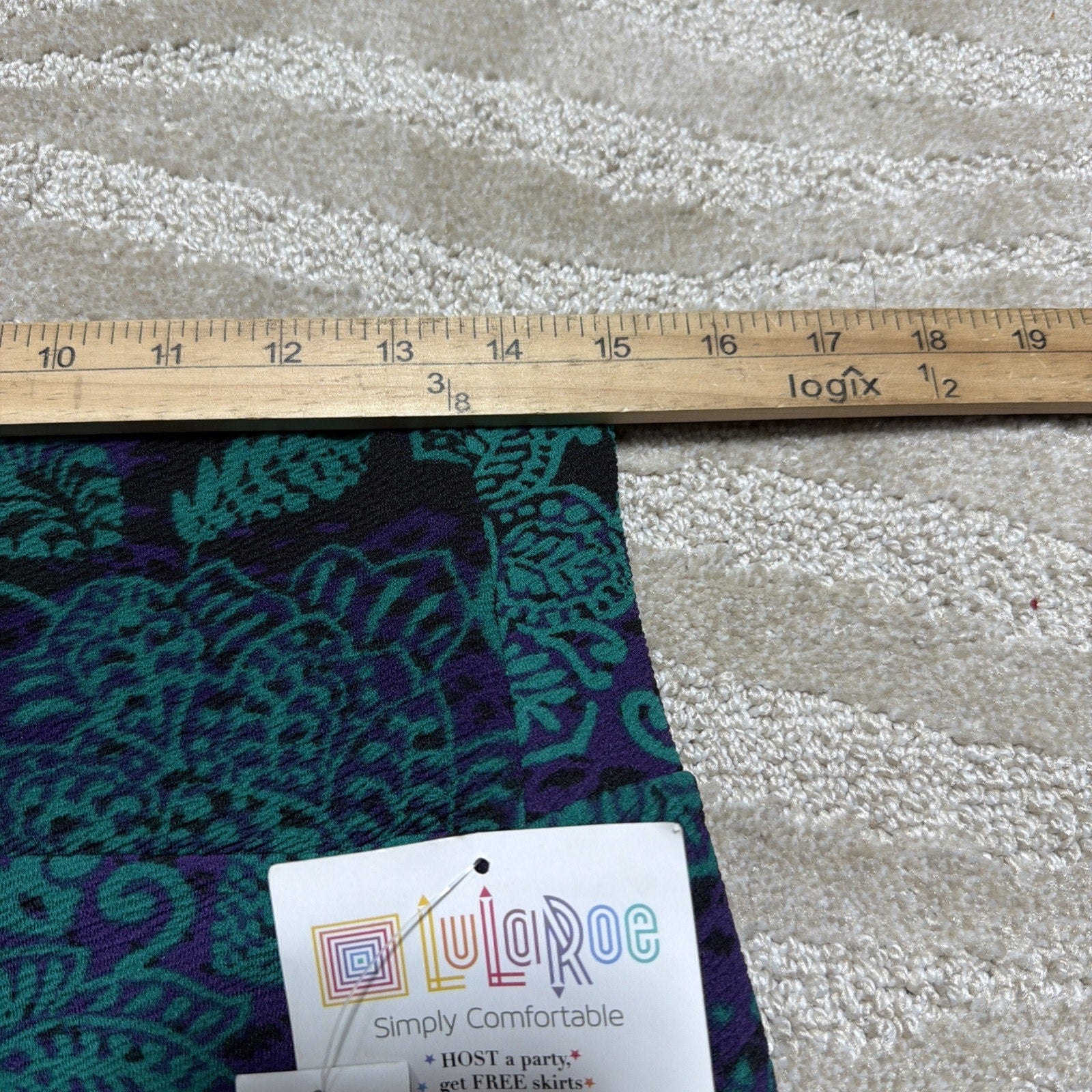 NEW LulaRoe Black Purple Green Floral Swirl Cassie Skirt Large Stretch