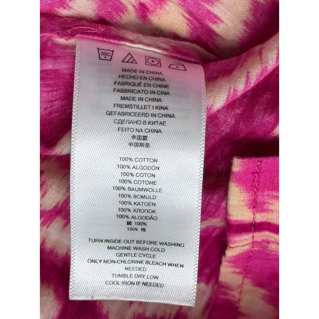 Michael Kors Women’s Top Pink Printed Long Sleeve Button Down Shirt Sz Medium