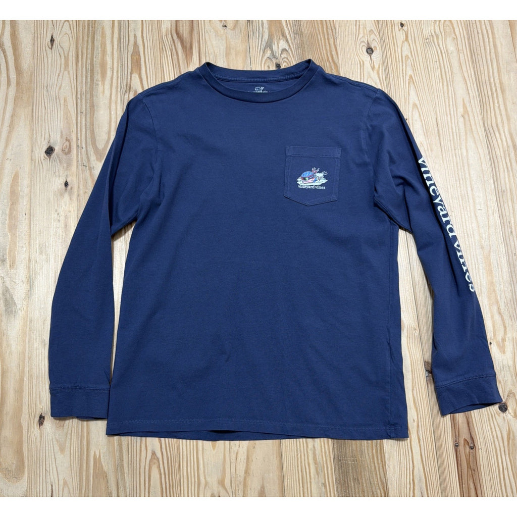 Vineyard Vines T-Shirt Youth Large Blue Ski racer Long Sleeve Tee