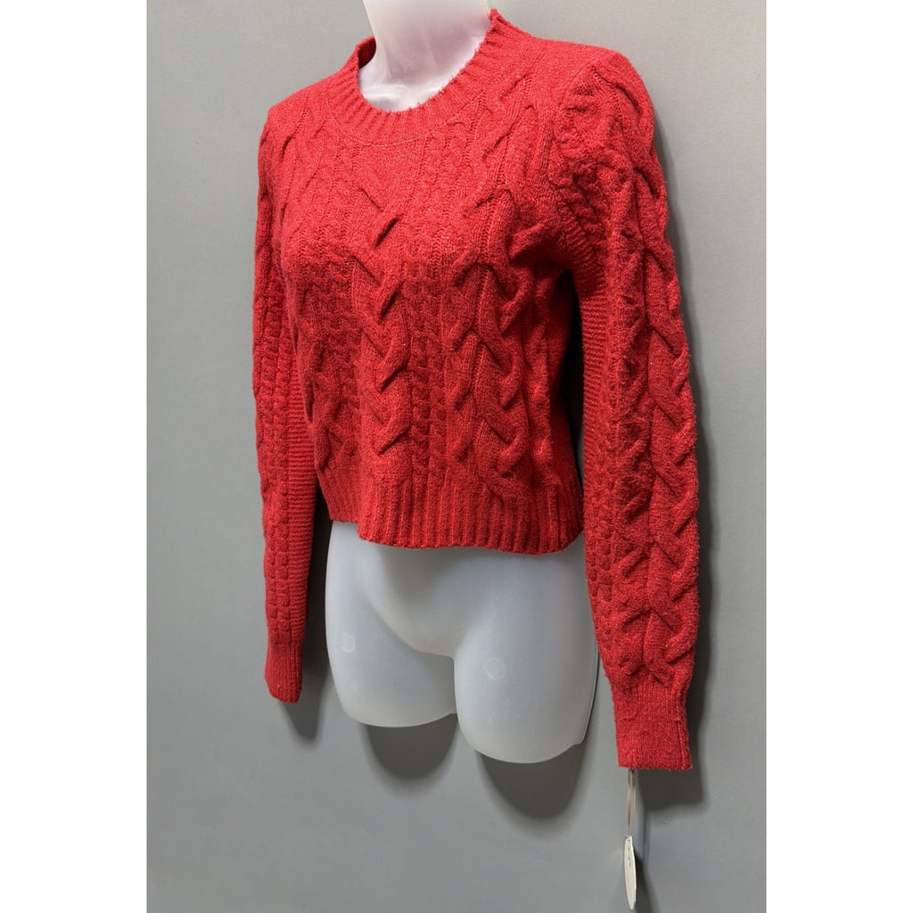New Sincerely Jules Women's Red Cable Knit Crop Super Soft Sweater Size XS NWT