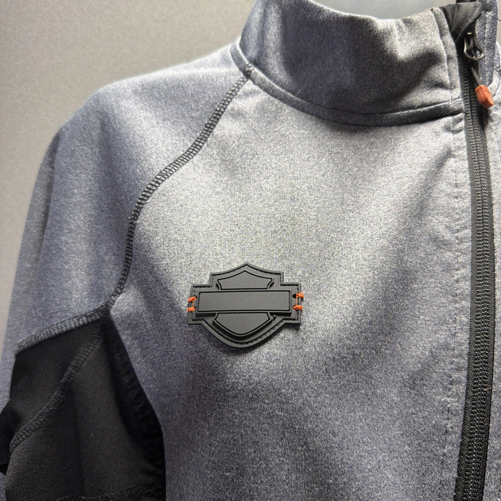 Harley-Davidson Womens Mid-Layer Soft Shell Jacket Gray Black Thumbhole Size L