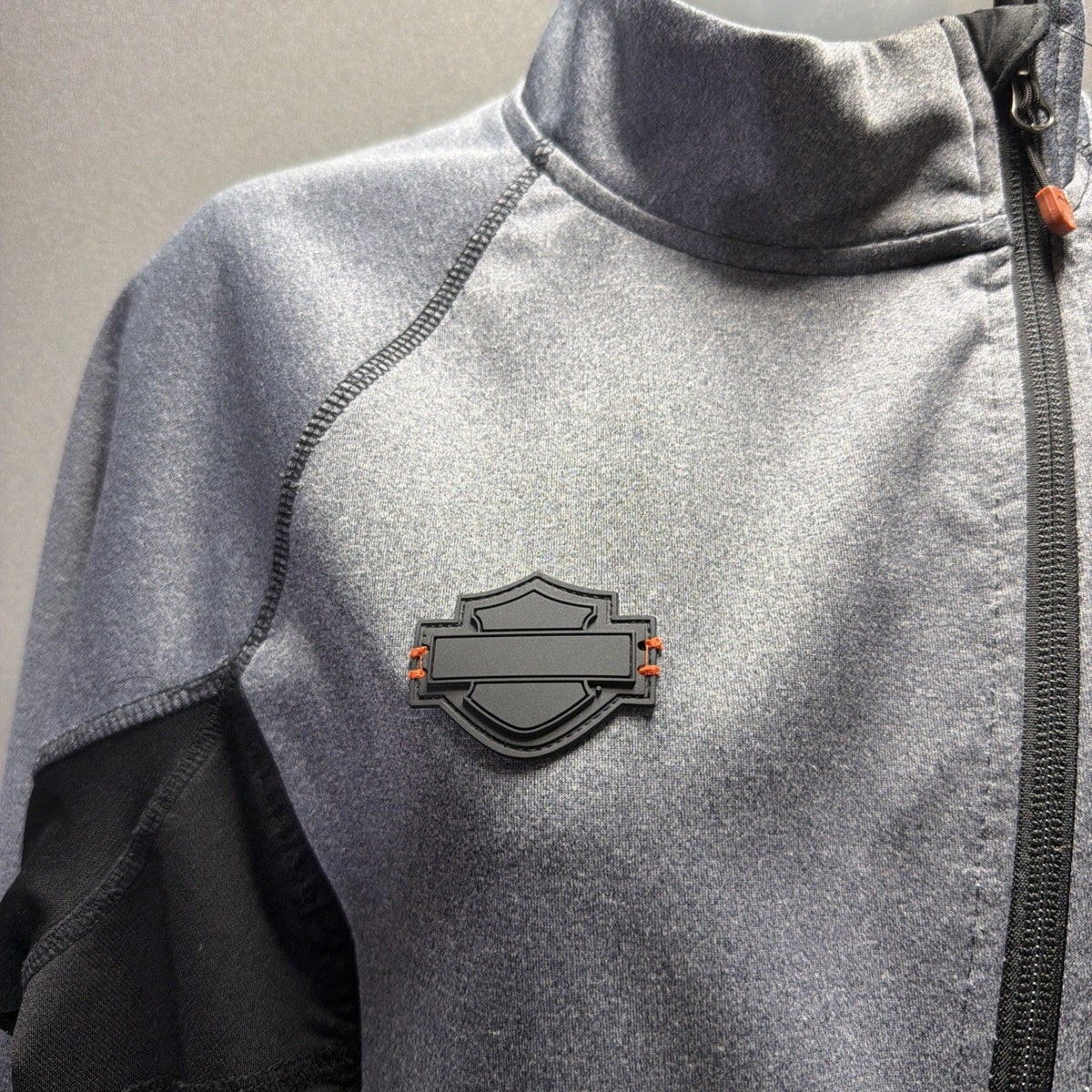 Harley-Davidson Womens Mid-Layer Soft Shell Jacket Gray Black Thumbhole Size L