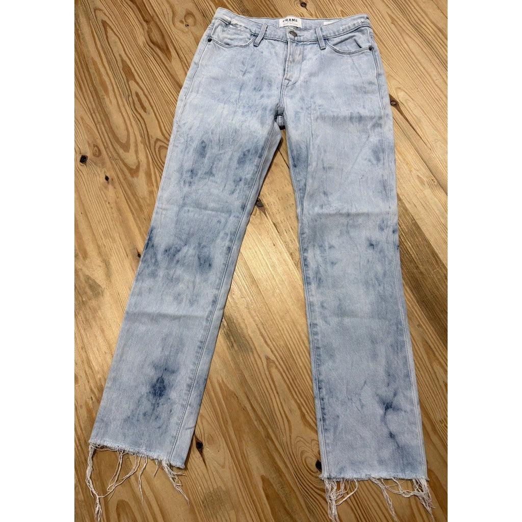 FRAME Le High Tie-Dye Straight-Leg Jeans in Cloud Size 25