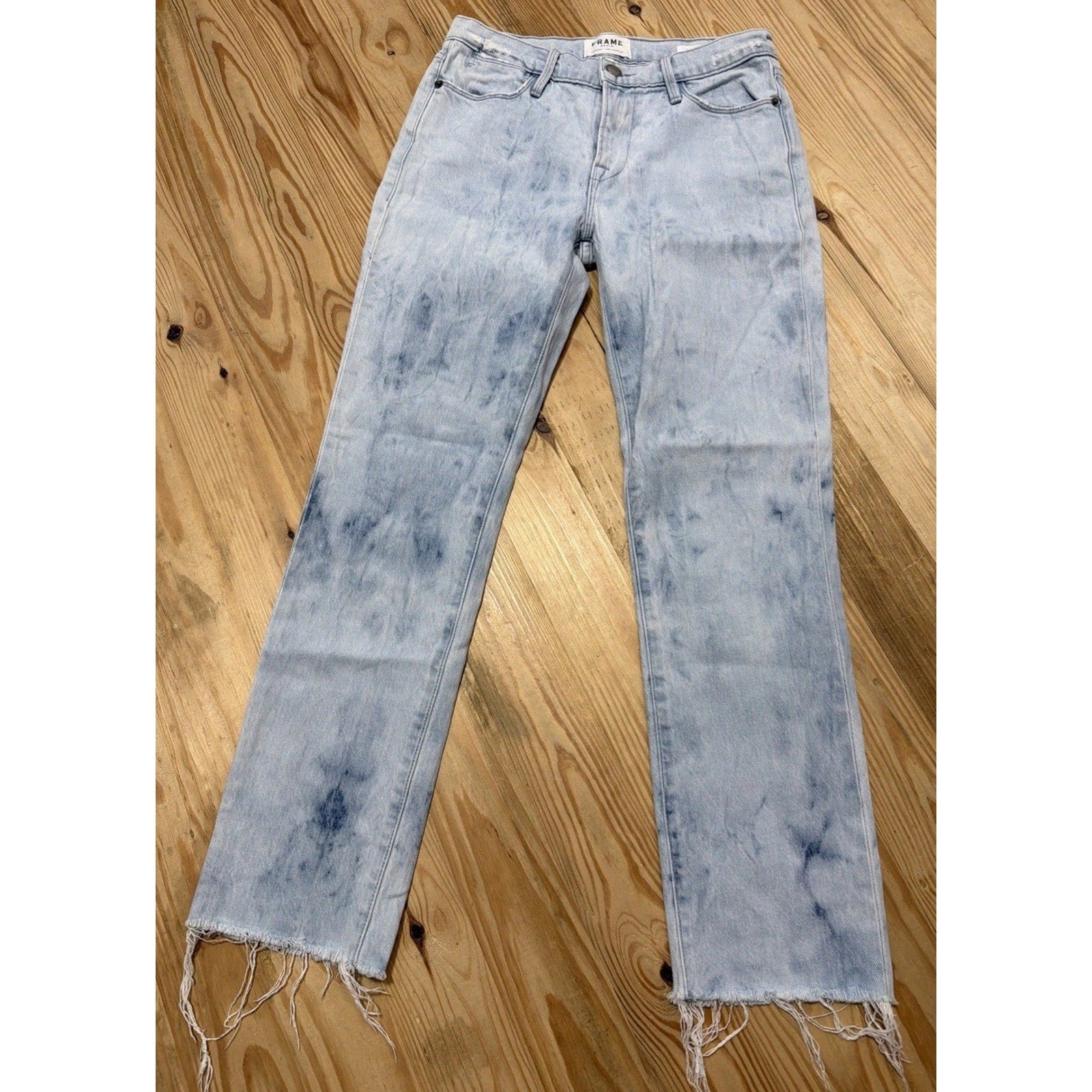 FRAME Le High Tie-Dye Straight-Leg Jeans in Cloud Size 25