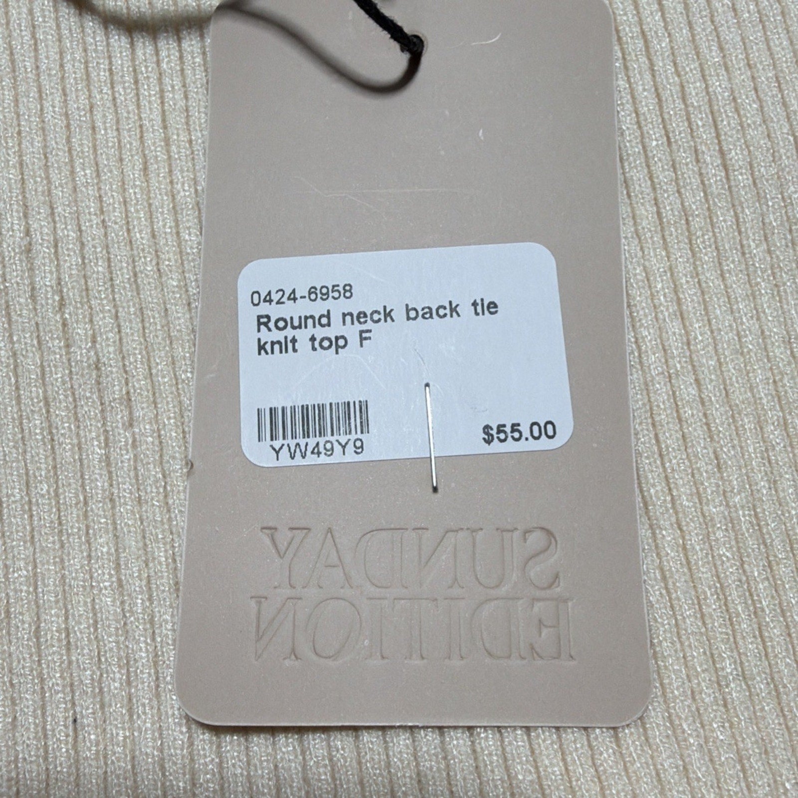Sunday Edition Round Neck Back Tie Knit Top Pullover NWT