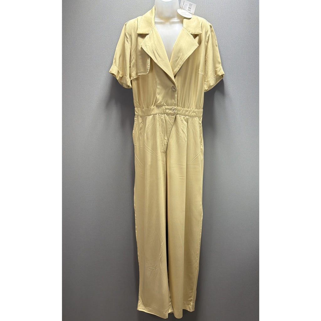 Lost & Wander Limoncello Straight Leg Jumpsuit Sz L Short Sleeve NWT