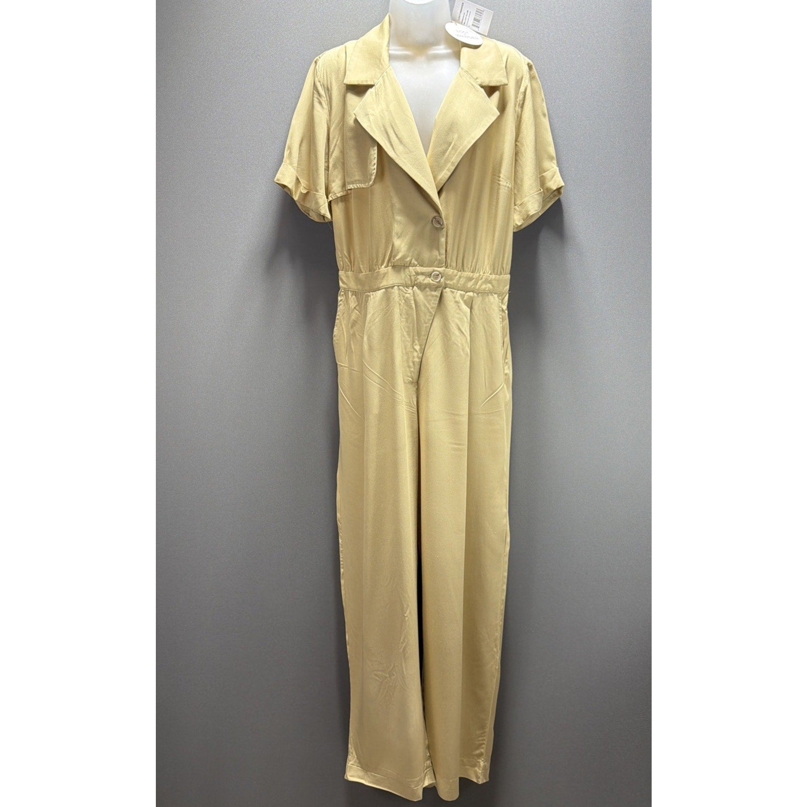 Lost & Wander Limoncello Straight Leg Jumpsuit Sz L Short Sleeve NWT