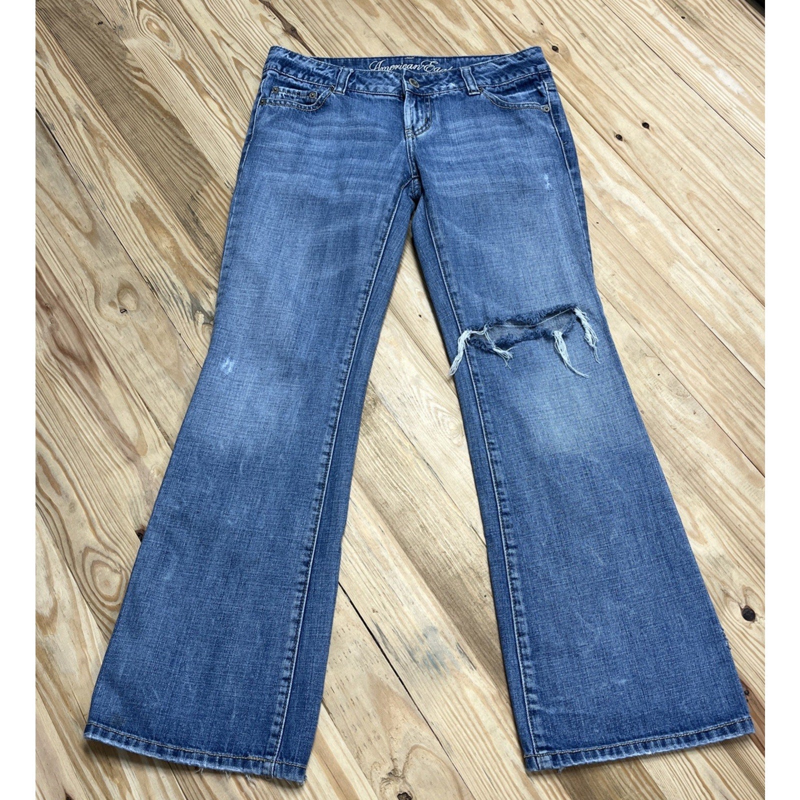 American Eagle Favorite Boyfriend Womens 4S Blue Jeans Bootcut Low Rise