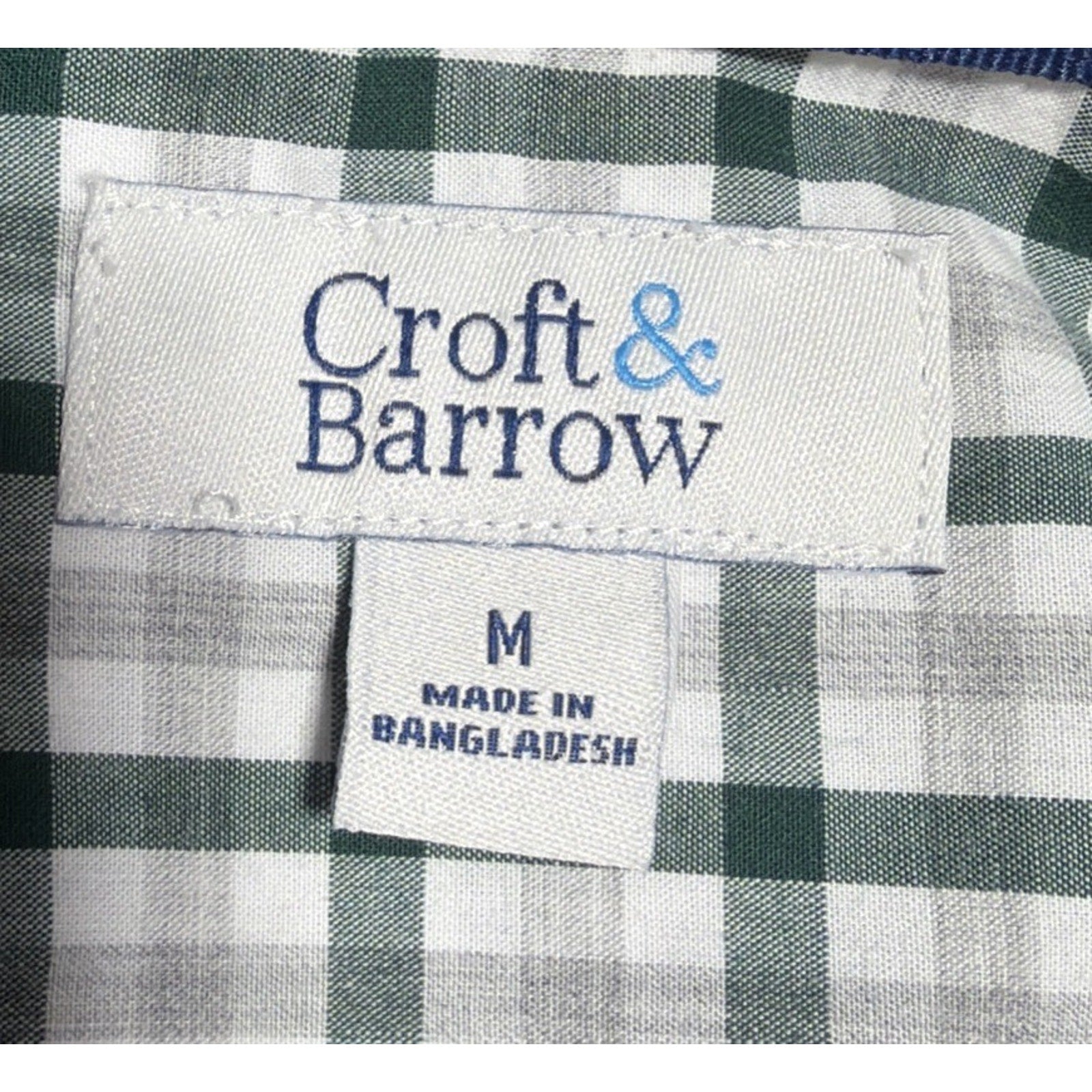 New Croft & Barrow Classic Fit Easy Care Mens Shirt Green Plaid Button Front M