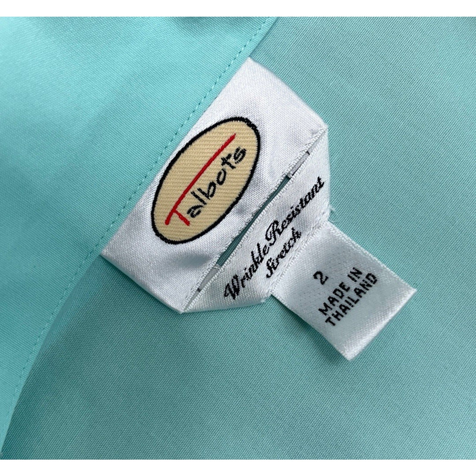 Talbots Shirt Wrinkle Resistant Stretch Size 2 Cyan Blue Button Up Long Sleeve
