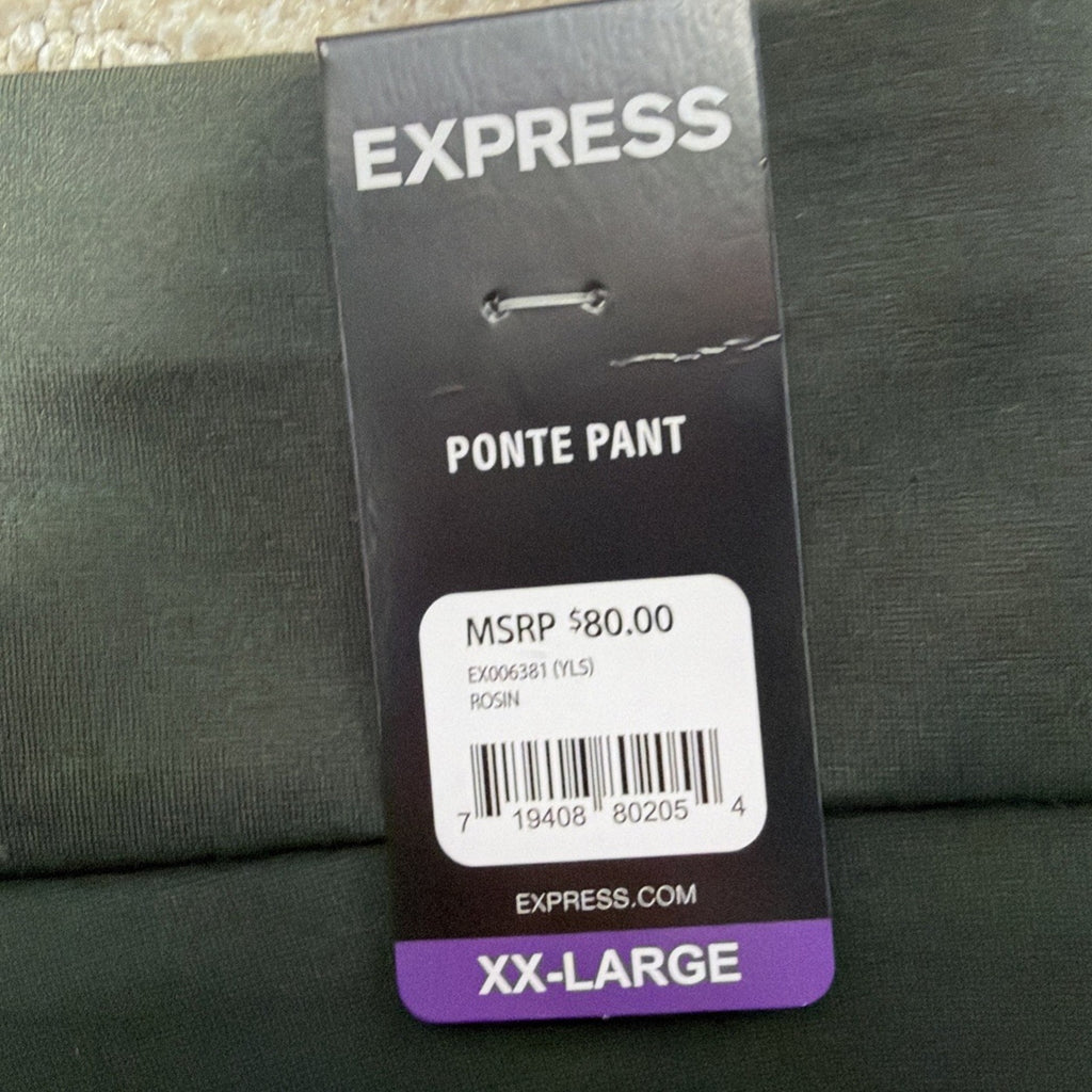 Express Women's Ponte Pant Plus Size XXL Green High Rise NWT