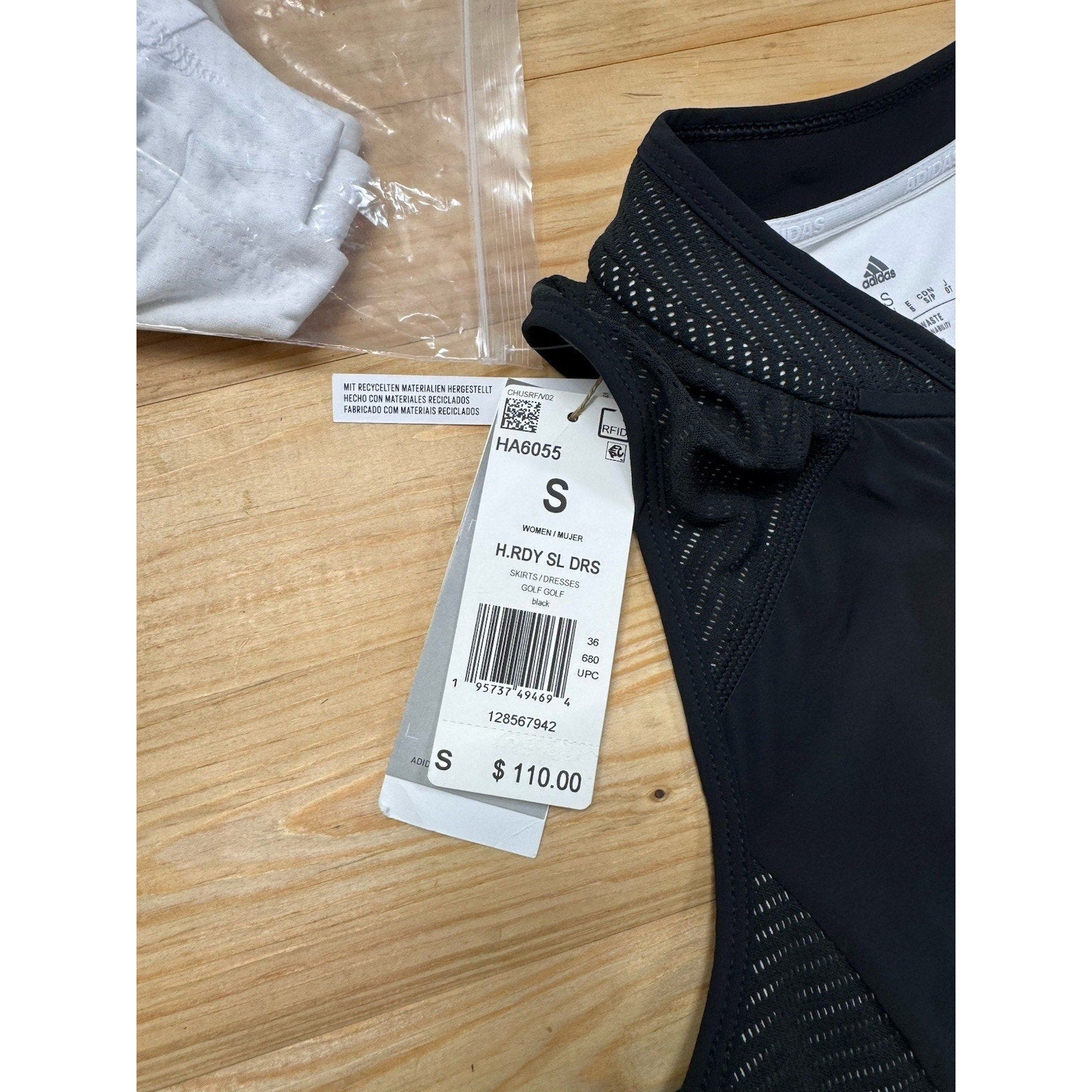 Adidas Sport HEAT.RDY Golf V-Neck Racerback Dress Womens Small Black