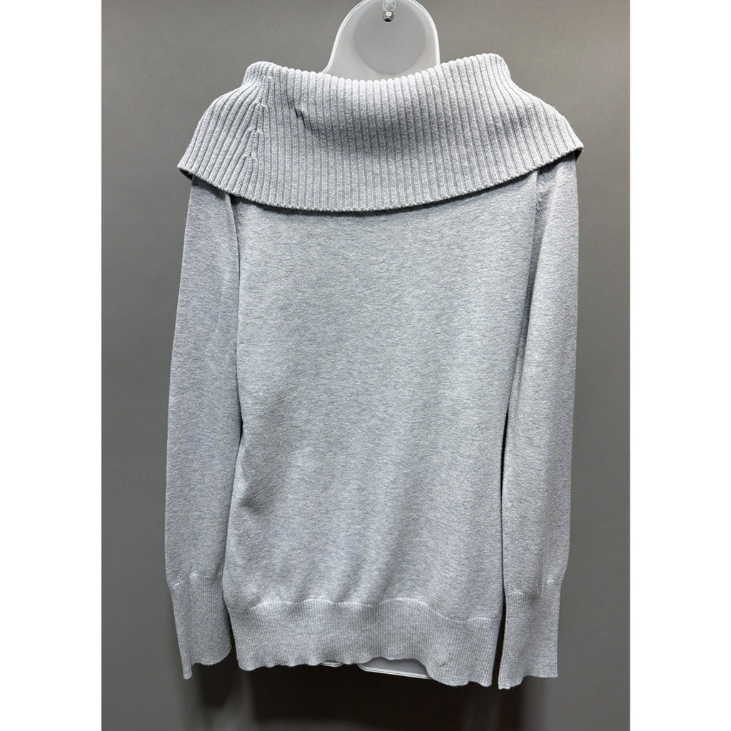 WHBM White House Black Market Size M Gray Cowl Neck Sweater Preppy Career Casual