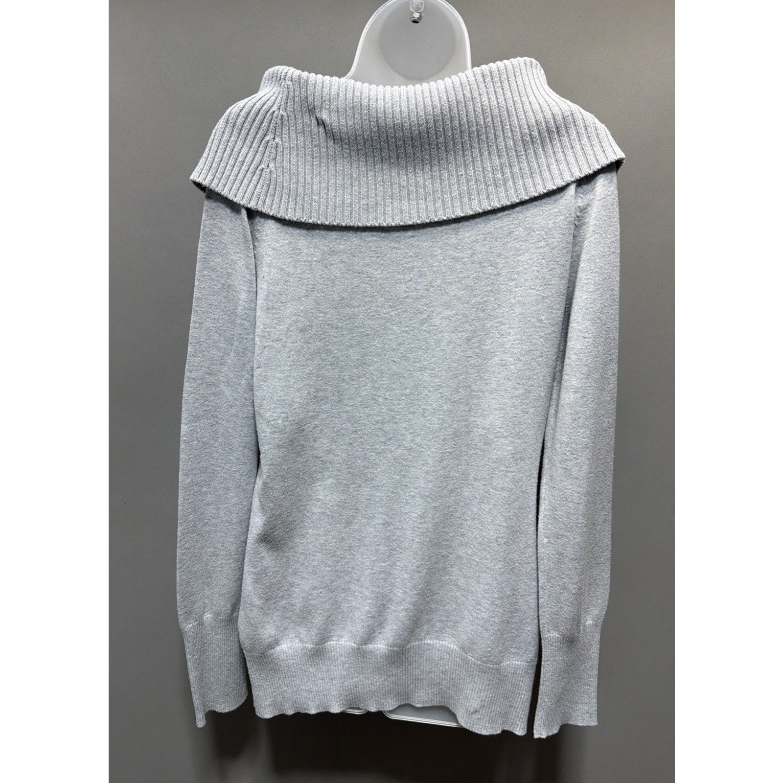 WHBM White House Black Market Size M Gray Cowl Neck Sweater Preppy Career Casual