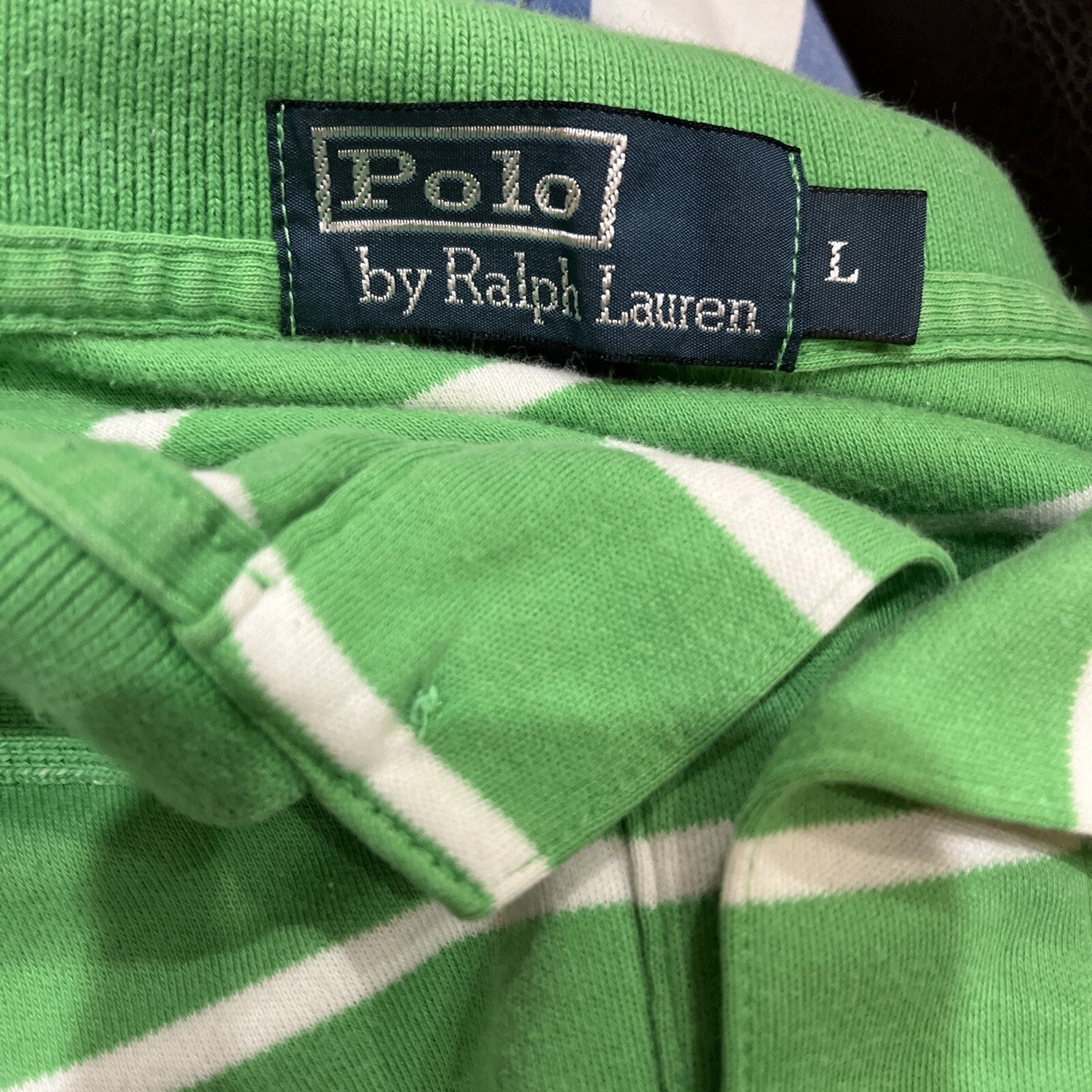 Polo Golf Ralph Lauren Shirt Men's Size L Green White Stripe Preppy Gold Pony