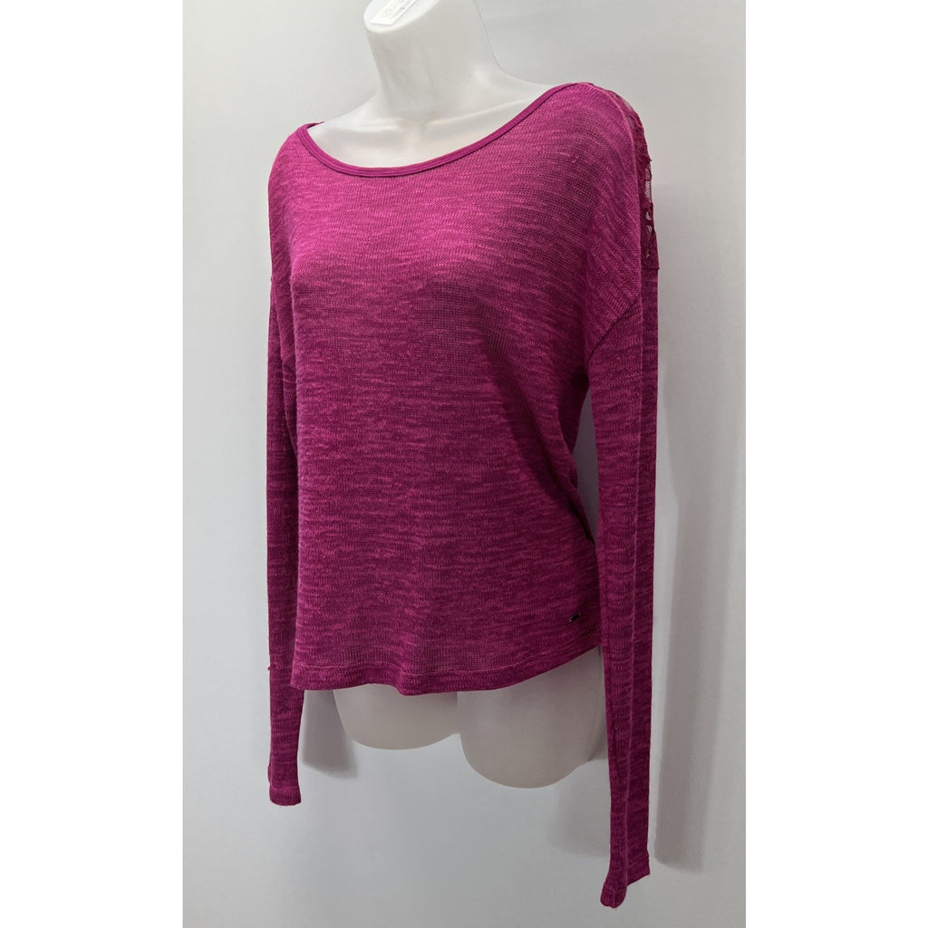 Aeropostale Women's Magenta Lightweight Sweater with Lace on Back Size Large