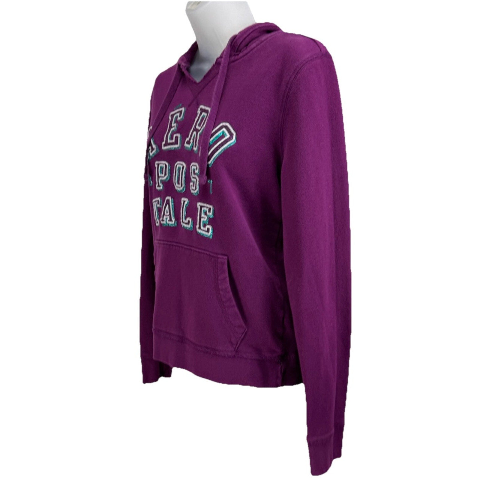 Aeropostale Hoodie Junior Size Large Purple Cotton Jacket Pockets Full Zip Logo