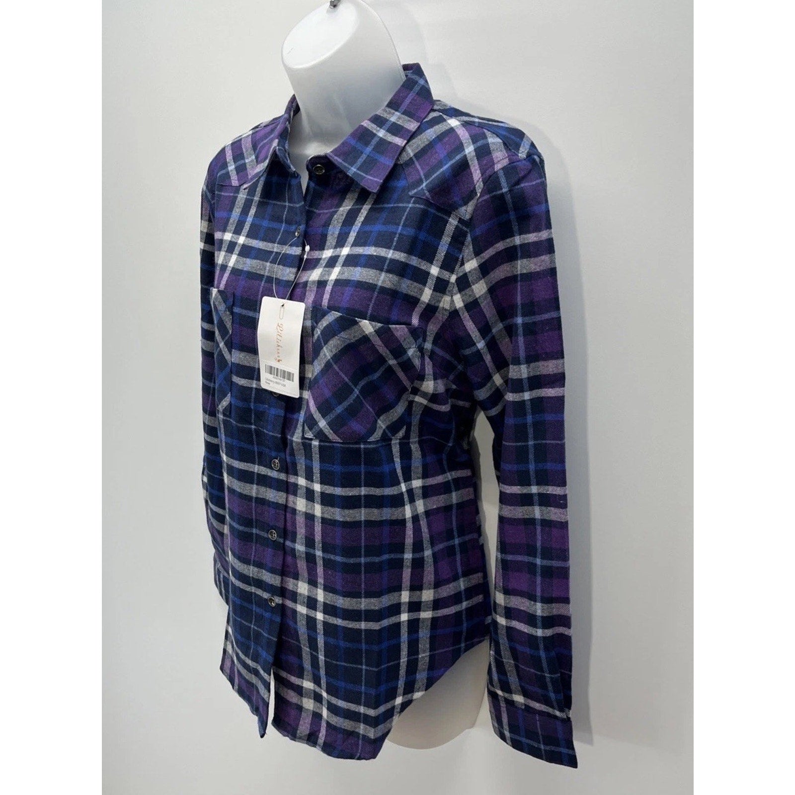 NWT Lilicherry Long Sleeve Plaid Flannel Button Up Shirt Size 8