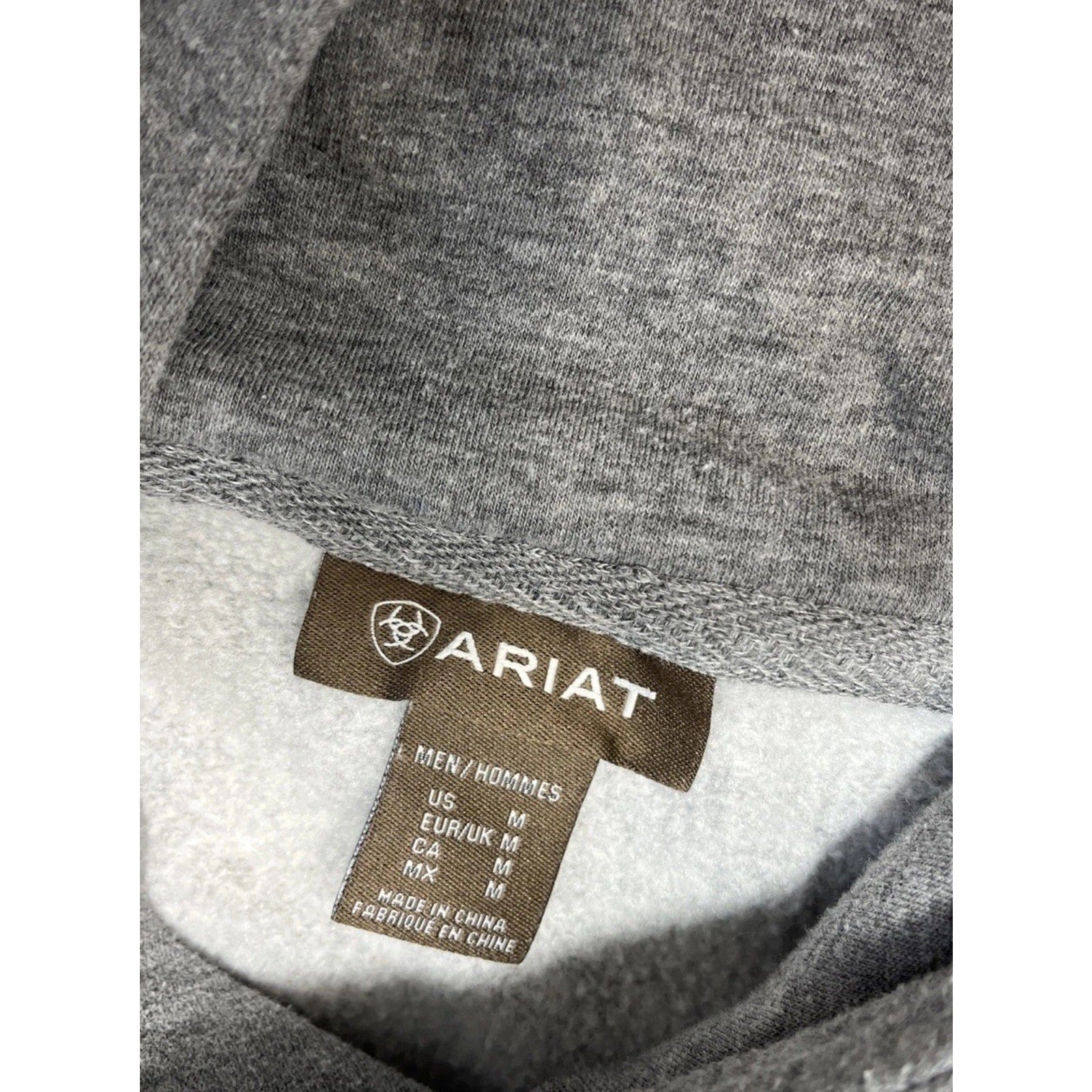 Ariat Hoodie Men M Heather Grey Graphic Logo Pullover