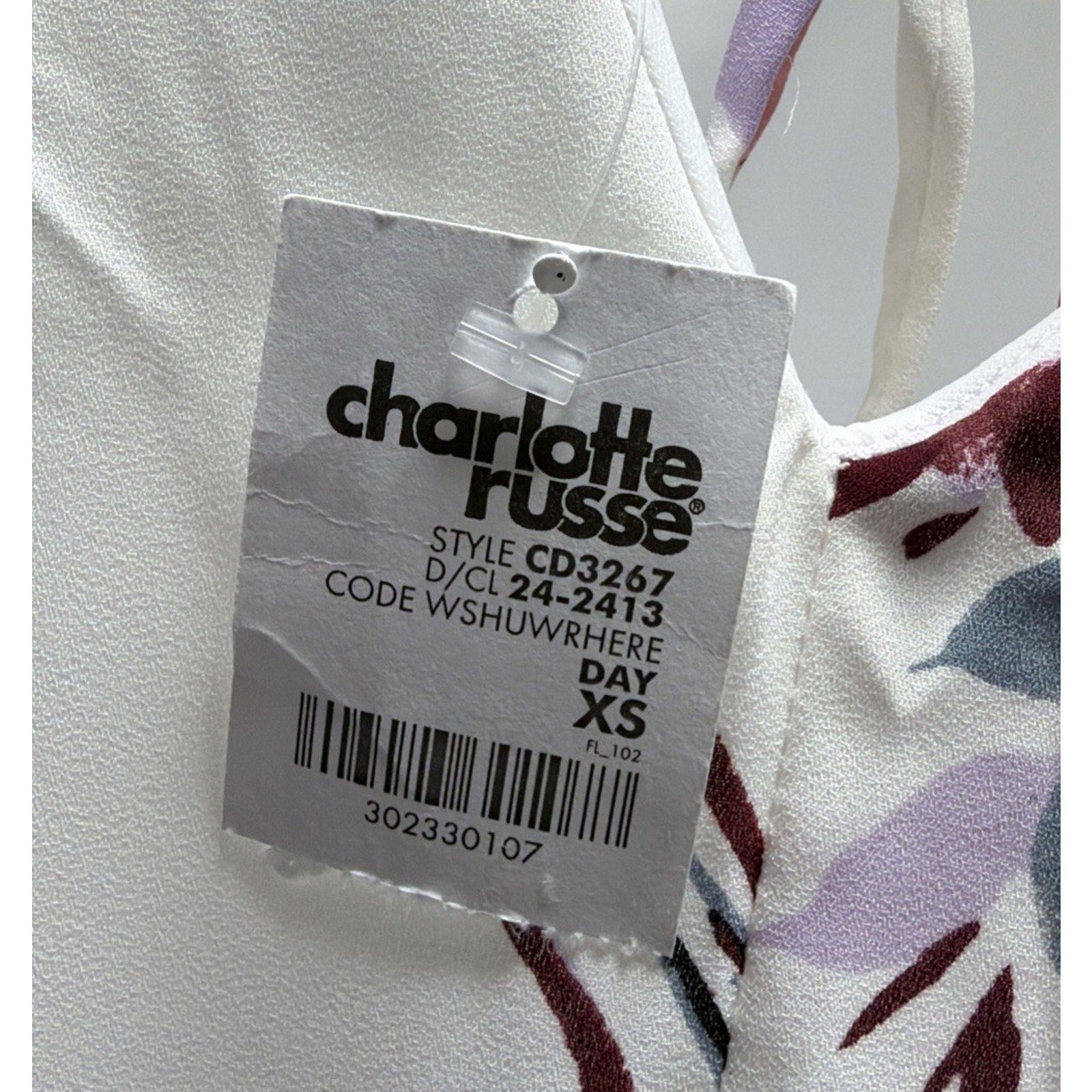 charlotte russe maxi dress White Floral Spaghetti Straps Side Slits Lined XS NWT