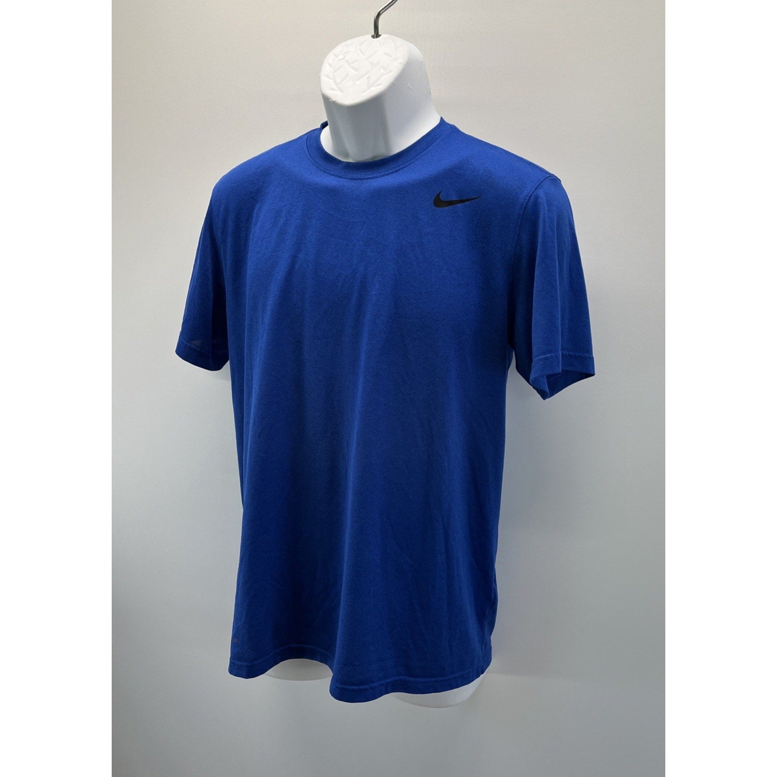 Nike Dri Fit Mens M Blue Solid Logo Short Sleeve Athletic Shirt